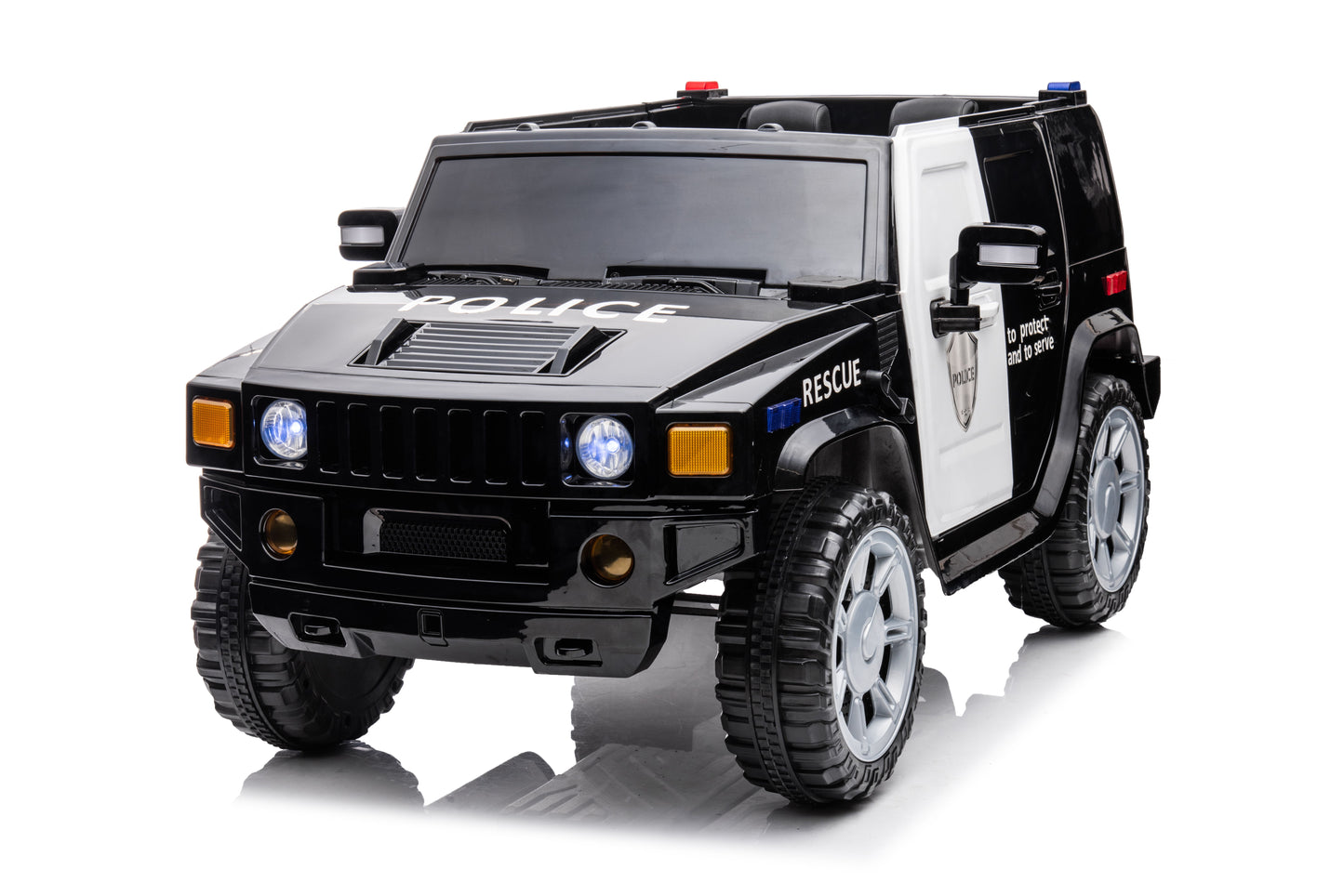 12V7A 30W*2 Four-Wheel Drive Leather Seat One Button Start, Forward And Backward, High And Low Speed, Music, Front Light, Power Display, Two Doors Can Open, 2.4G R / C, Seat Belt Four Wheel Absorber - Black