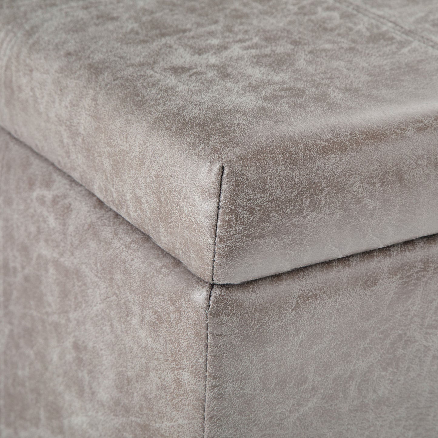 Dover - Storage Ottoman Bench - Distressed Gray Taupe