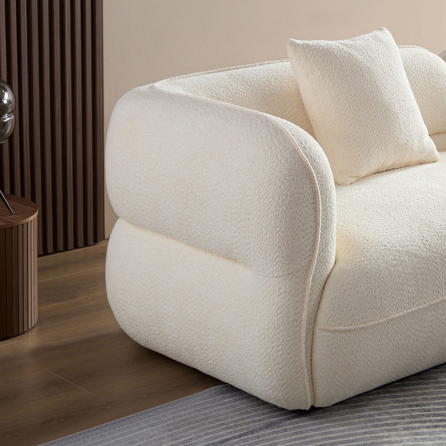 Sectional Sofa, Durable Fabric, Solid Wood Frame, High Density Sponge Filler - White