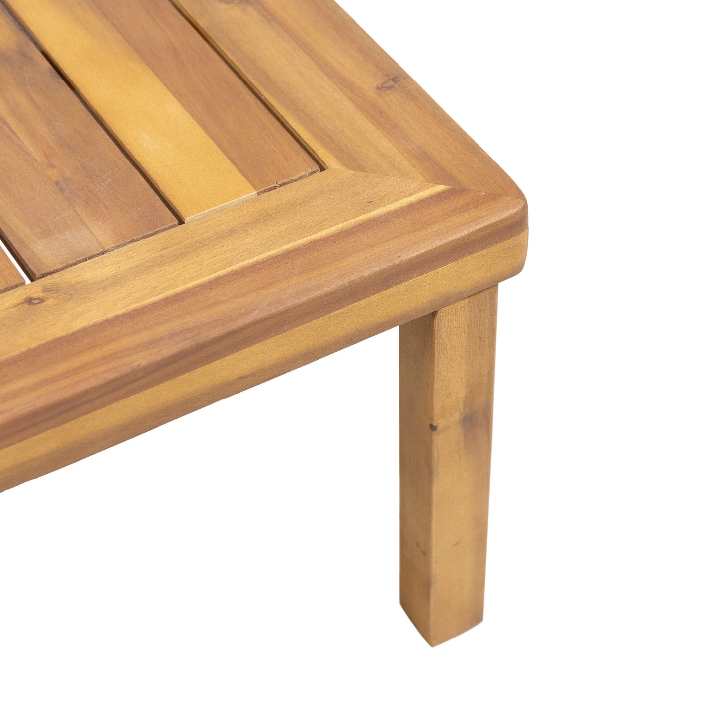 Acacia Wood Loveseat And Coffee Table Set With Cushions - Brown