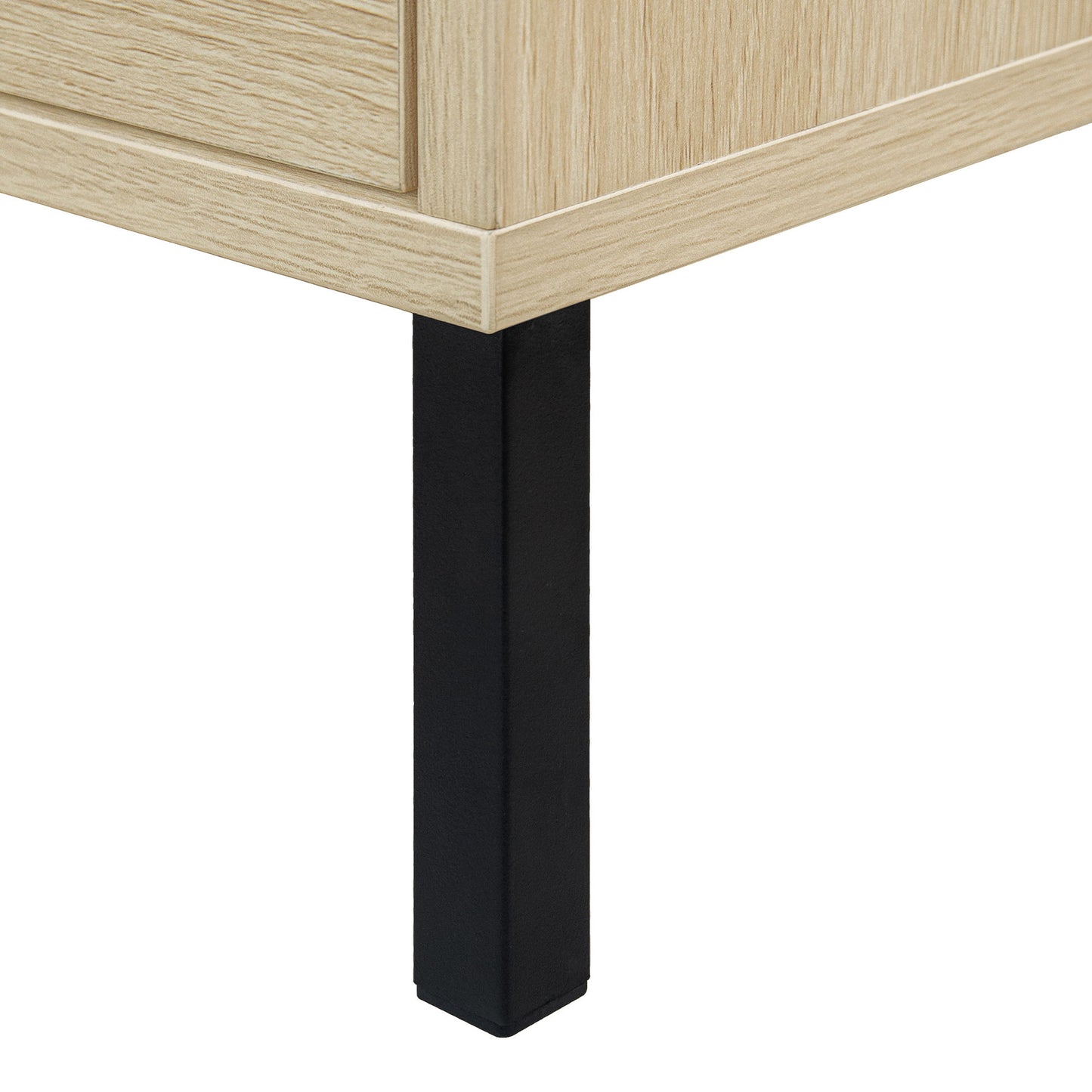 Modern Freestanding Rattan 3 Door Shoe Rack Storage Cabinet For Entryway - Natural Particle Board