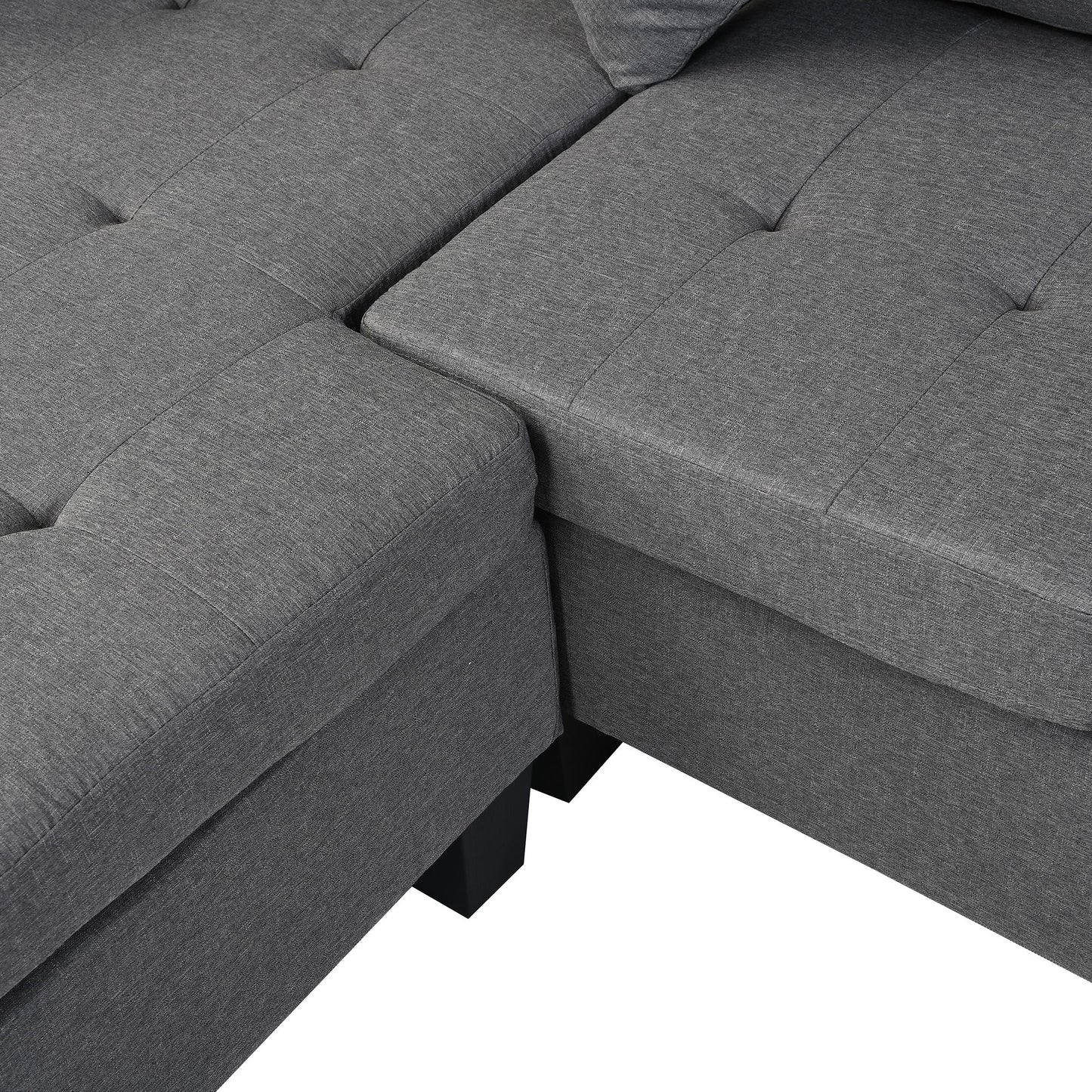 Sectional Sofa Set For Living Room With L Shape Chaise Lounge, Cup Holder And Left Or Right Hand Chaise Modern 4 Seat - Gray