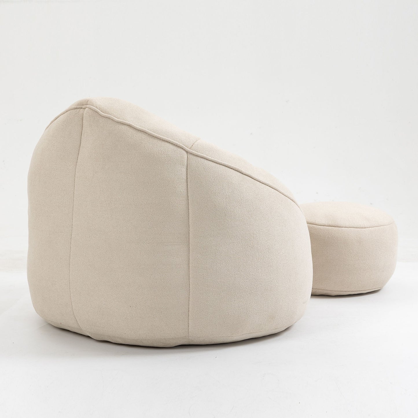 Bedding Bean Bag Sofa Chair High Pressure Foam Bean Bag Chair Adult Material With Padded Foam Padding Compressed Bean Bag With Footrest - Beige