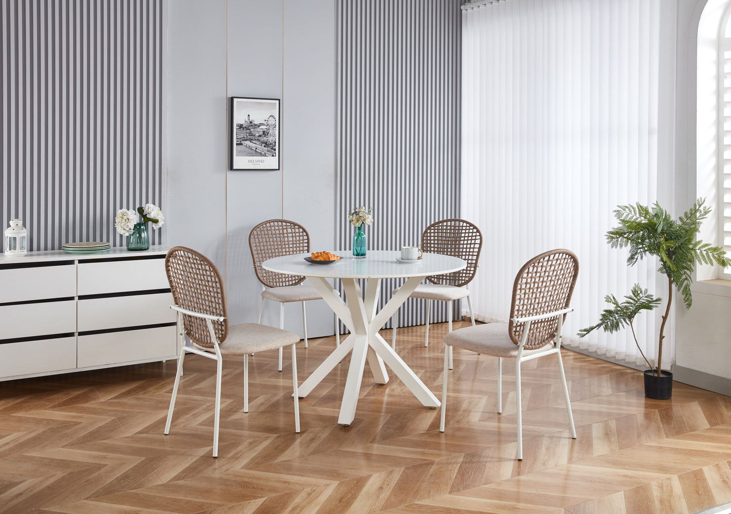 Sennit Chair, Dining Chair, Coffee Chair (Set of 4) - Beige