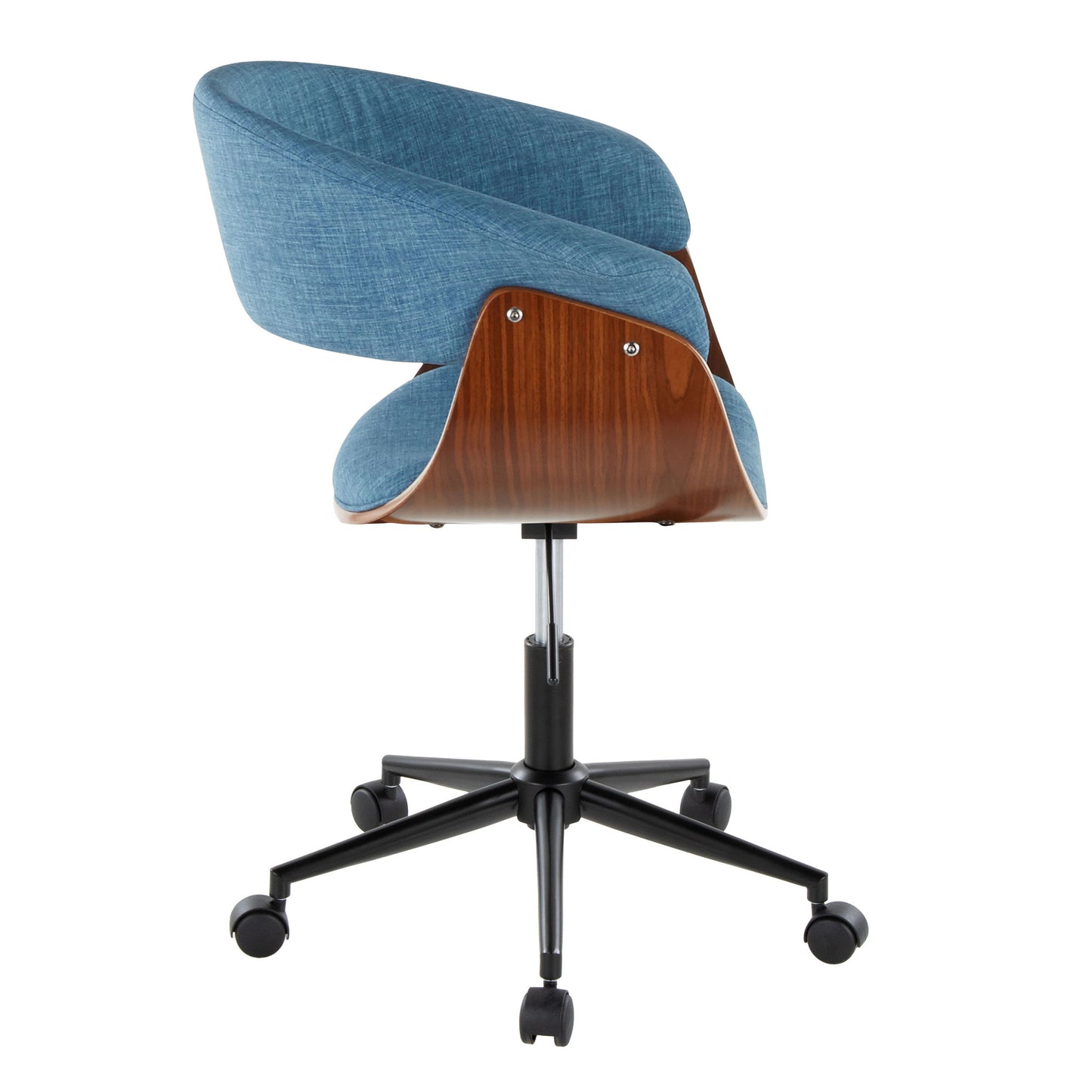 Vintage Mod - Mid-Century Modern Office Chair - Black / Walnut / Blue
