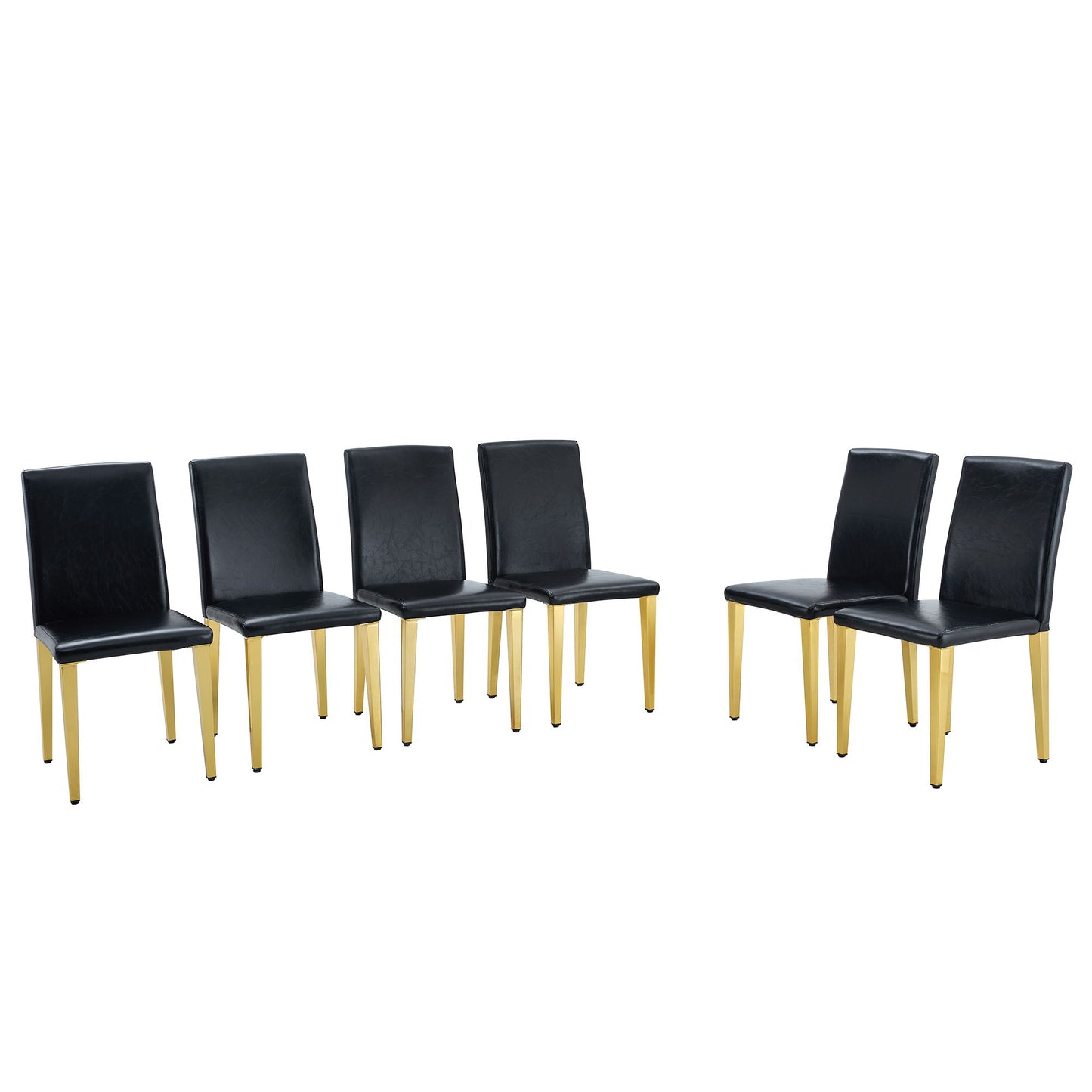 (Set of 4) Backrest Chairs With Gold Metal Legs A Perfect Pairing, Ideal For Minimalist And Modern Home Decor Styles - Black / Gold