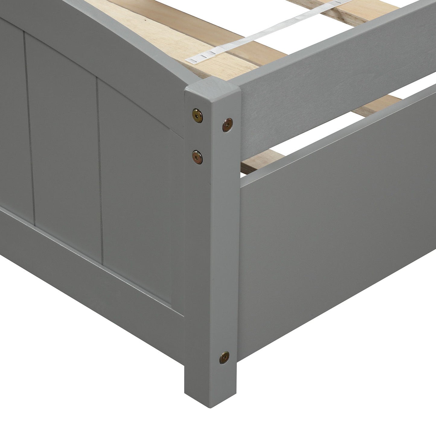 Twin Size, Platform Bed With Trundle - Gray