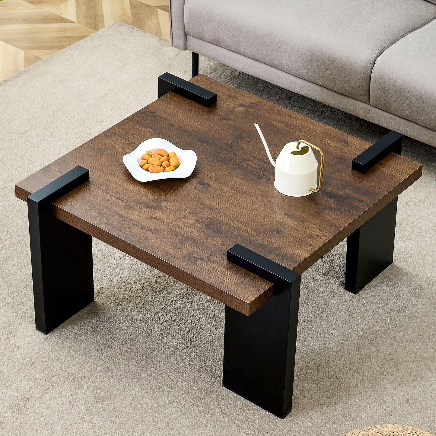 Walnut Colored Coffee Table, Suitable For Modern Minimalist Living Rooms And Leisure Areas - Walnut