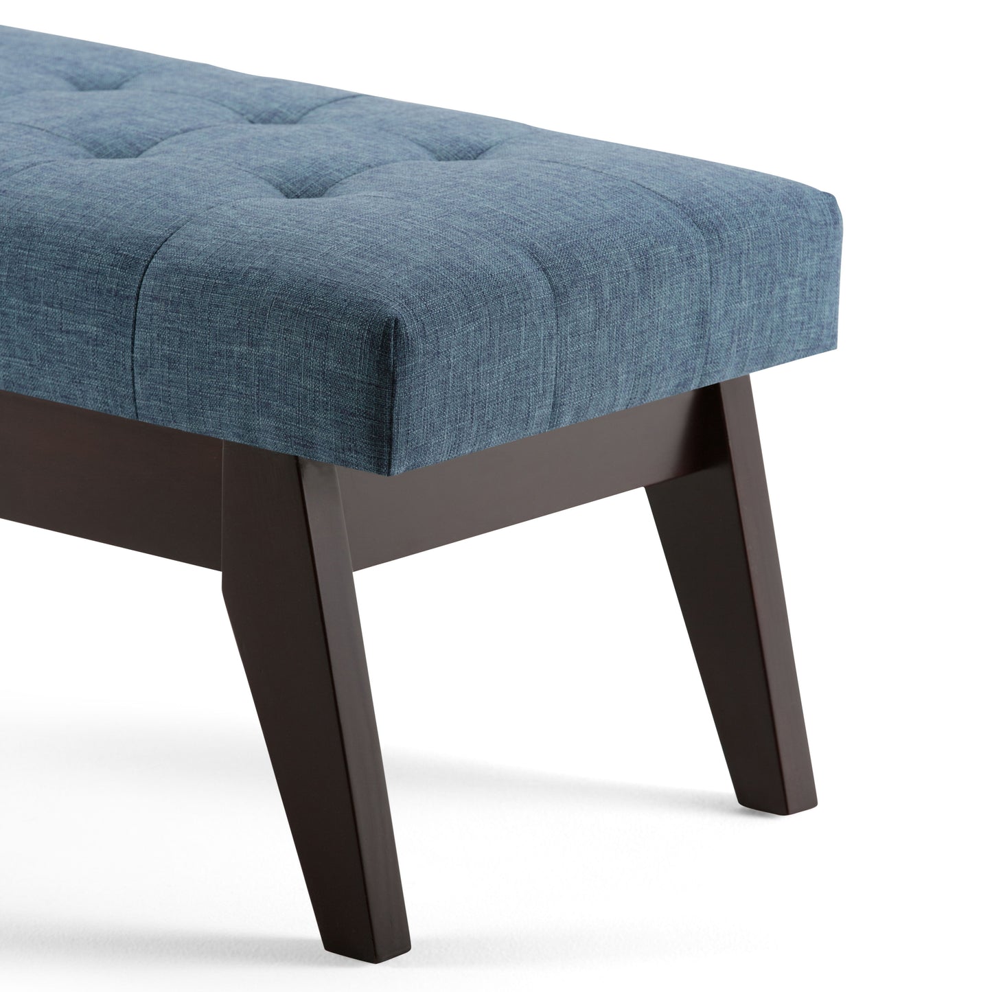 Draper - Mid Century Tufted Ottoman Bench - Denim Blue