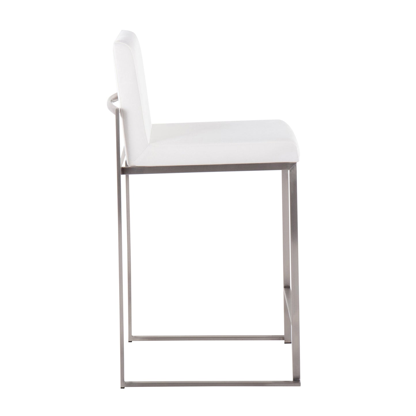 Fuji - Contemporary High Back Counter Stool (Set of 2) - White - Velvet