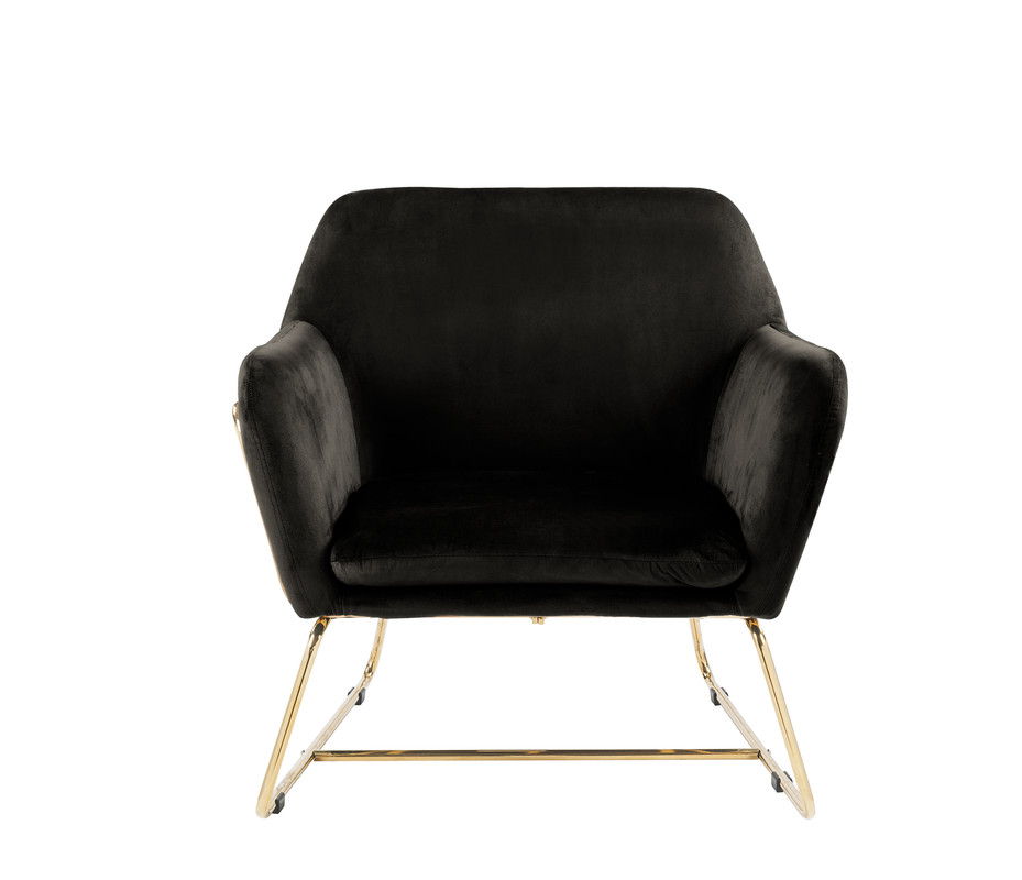 Keira - Velvet Accent Chair With Metal Base - Black