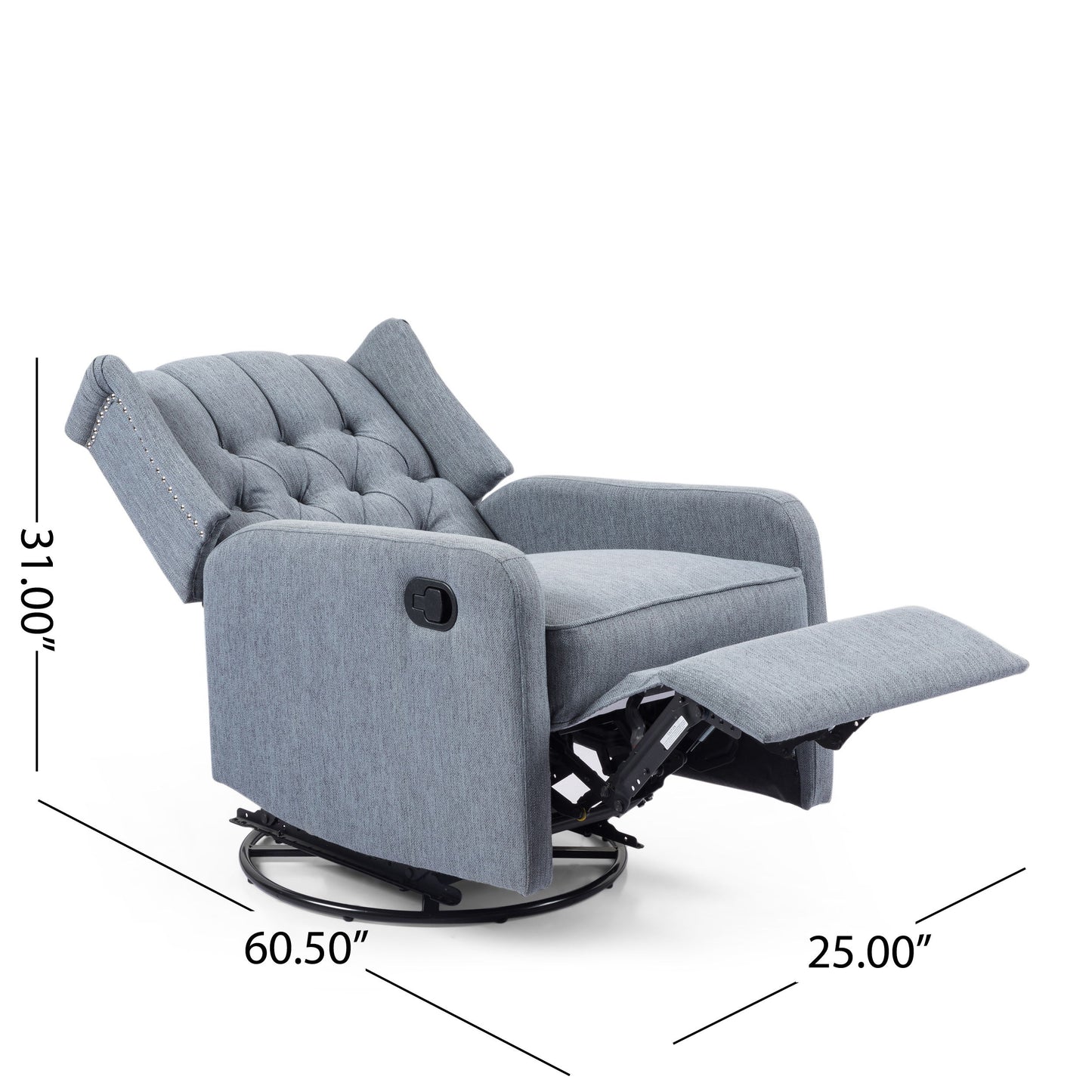 Classic Design, Manual Recliner Chair With 360 Degree Swivel - Charcoal