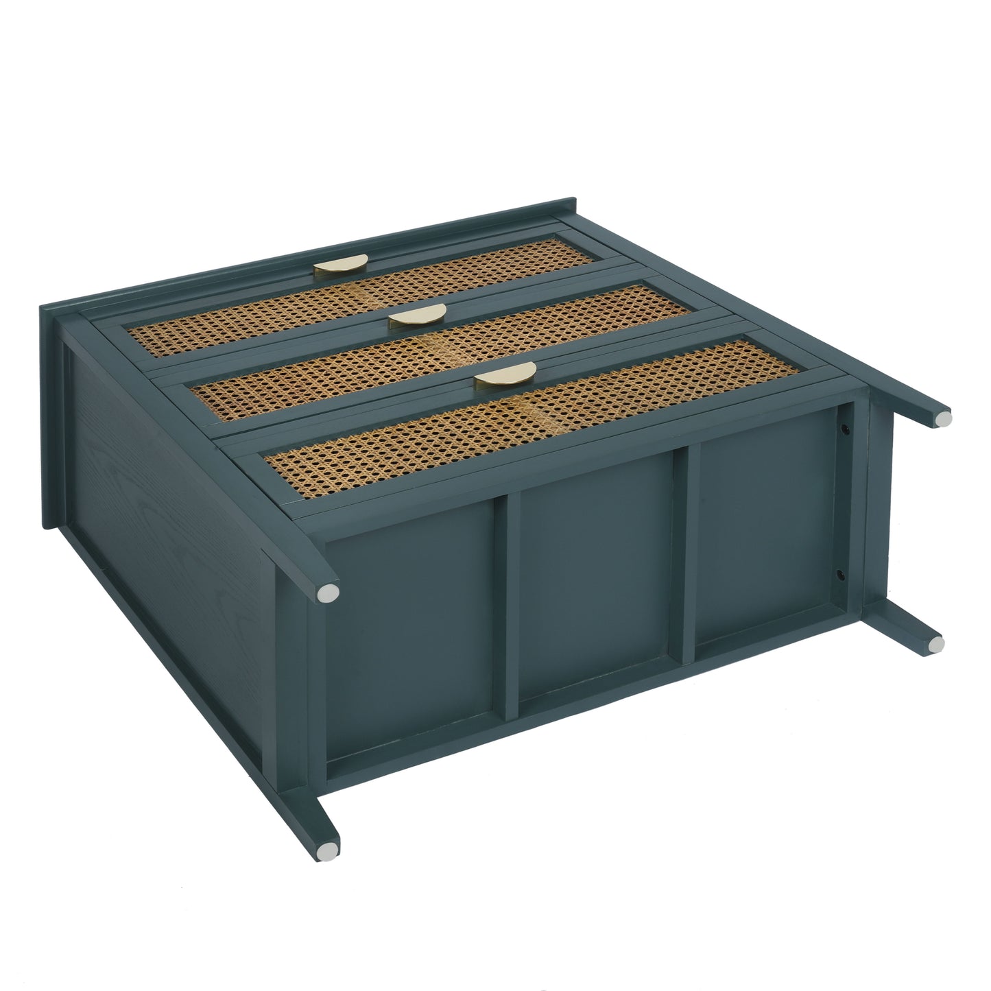 3 Drawer Cabinet - Natural Rattan, Suitable For Bedroom - Green
