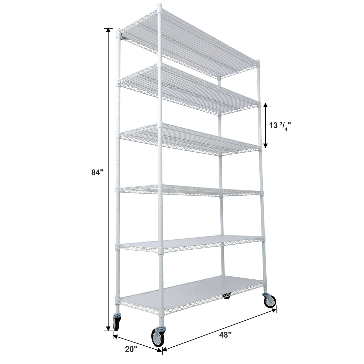 20" 6 Tier 6000Lbs Capacity Nsf Metal Shelf Wire Shelving Unit, Heavy Duty Adjustable Storage Rack With Wheels & Shelf Liners For Commercial Grade Utility Steel Storage Rack - White
