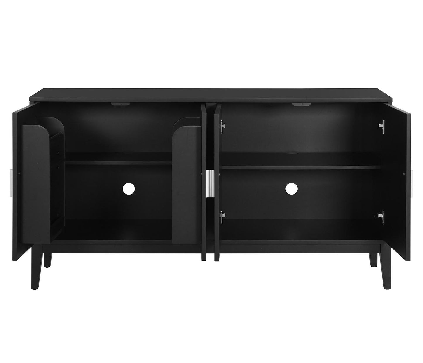 4 Door Sideboard Storage Cabinet With Door Shelf For Living Room And Dining Room, 2 Large Cabinets With Adjustable Shelf - Black