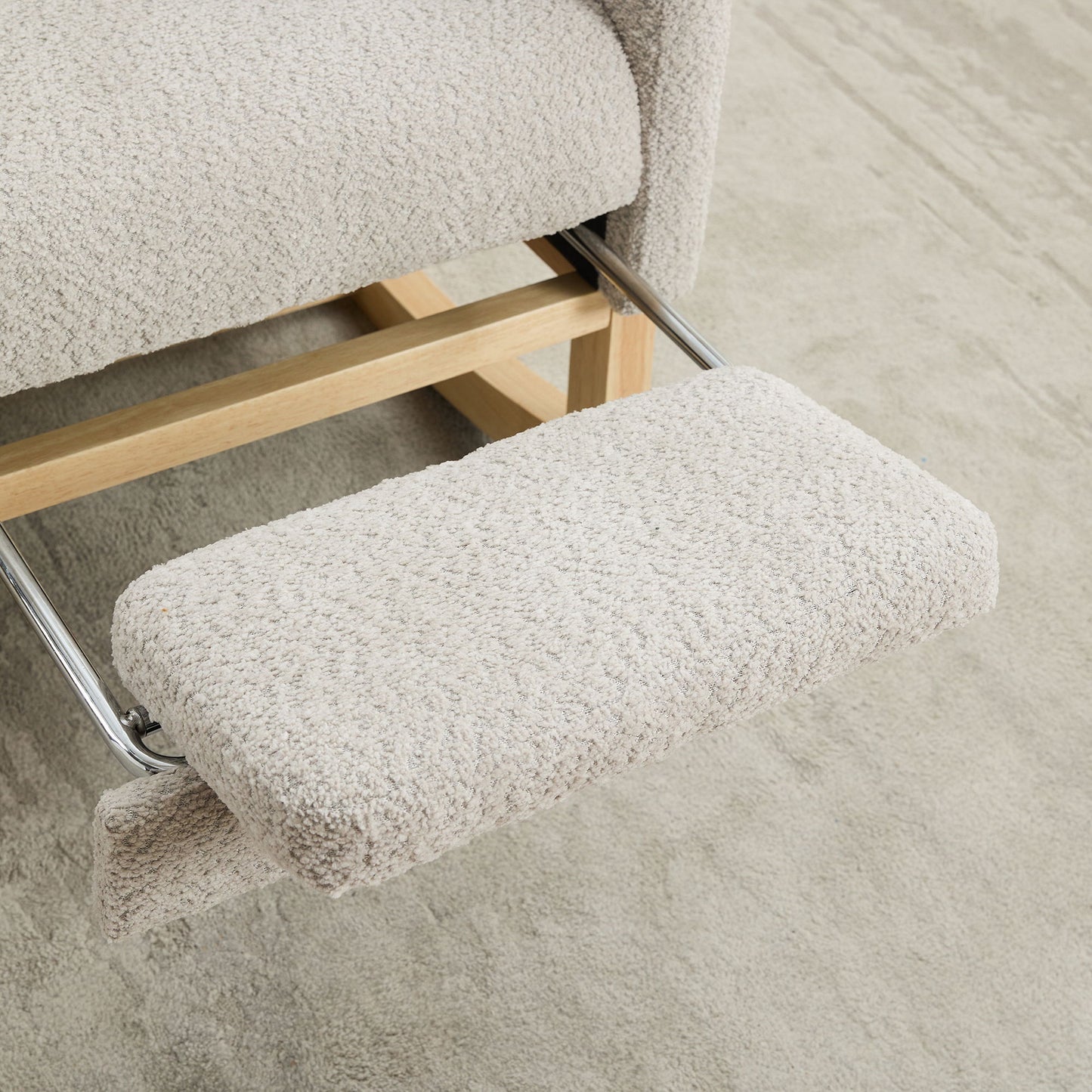 Rocking Chair For Nursery, High Back Glider Chair With Retractable Footrest, Side Pocket, Rocking Accent Armchair With Rubber Wood Legs For Living Room / Bedroom - Light Gray