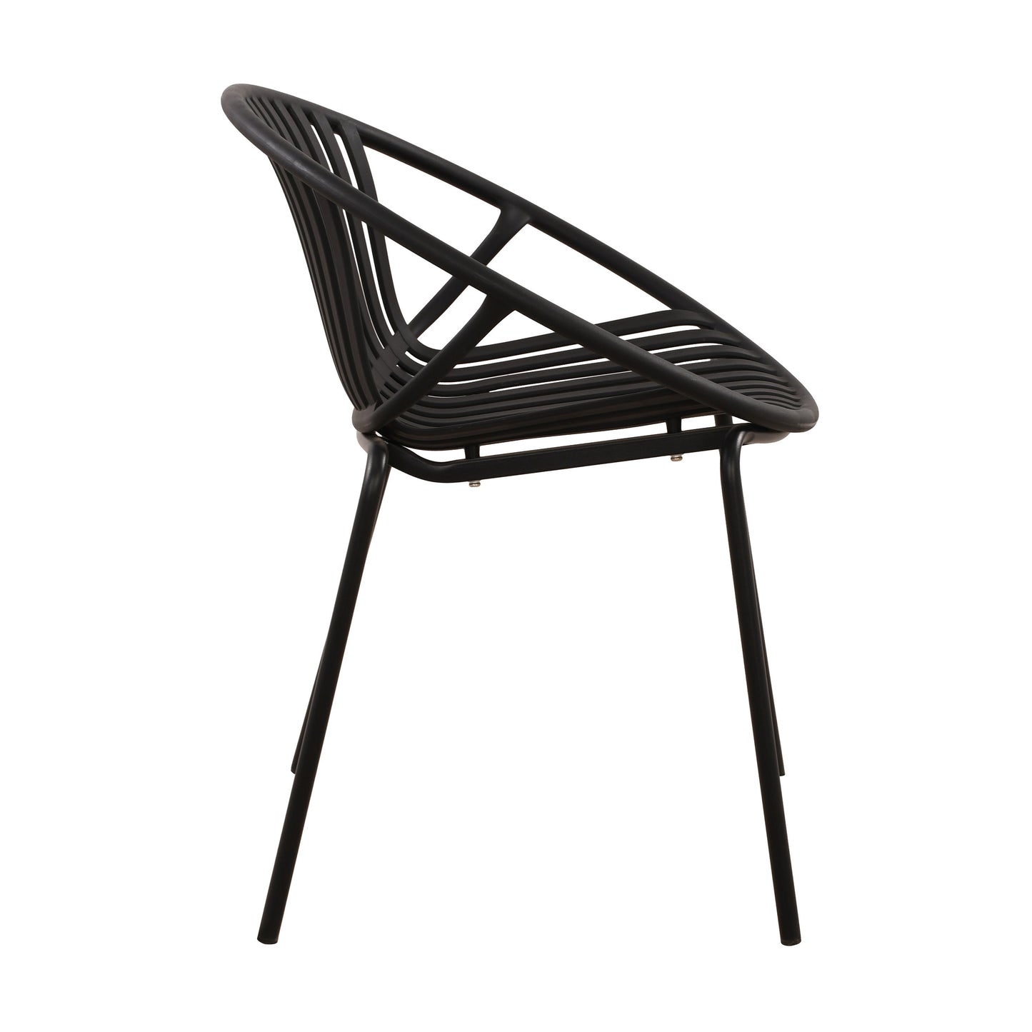 Modern Metal And Polypropylene 7 Piece Outdoor Dining Set With Stackable Chairs - Black