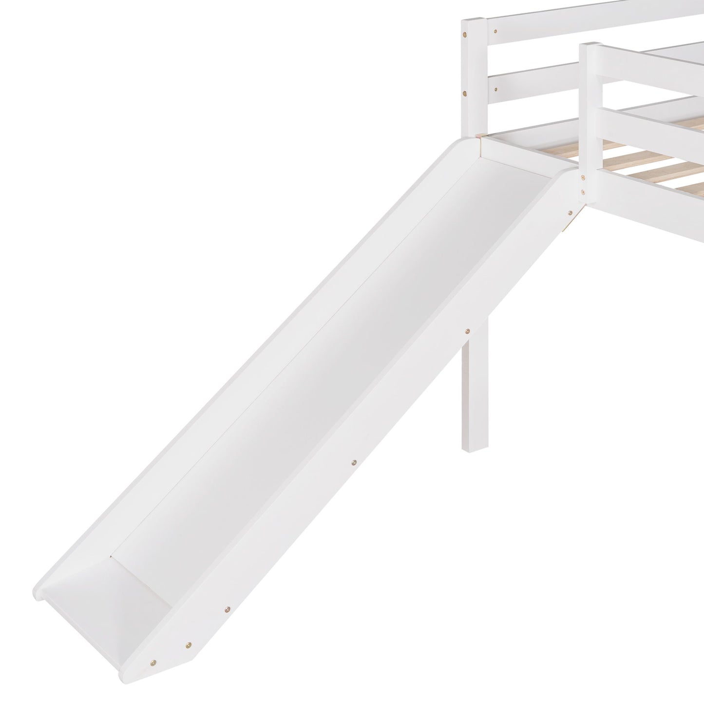 Twin Loft Bed With Slide, Multifunctional Design - White