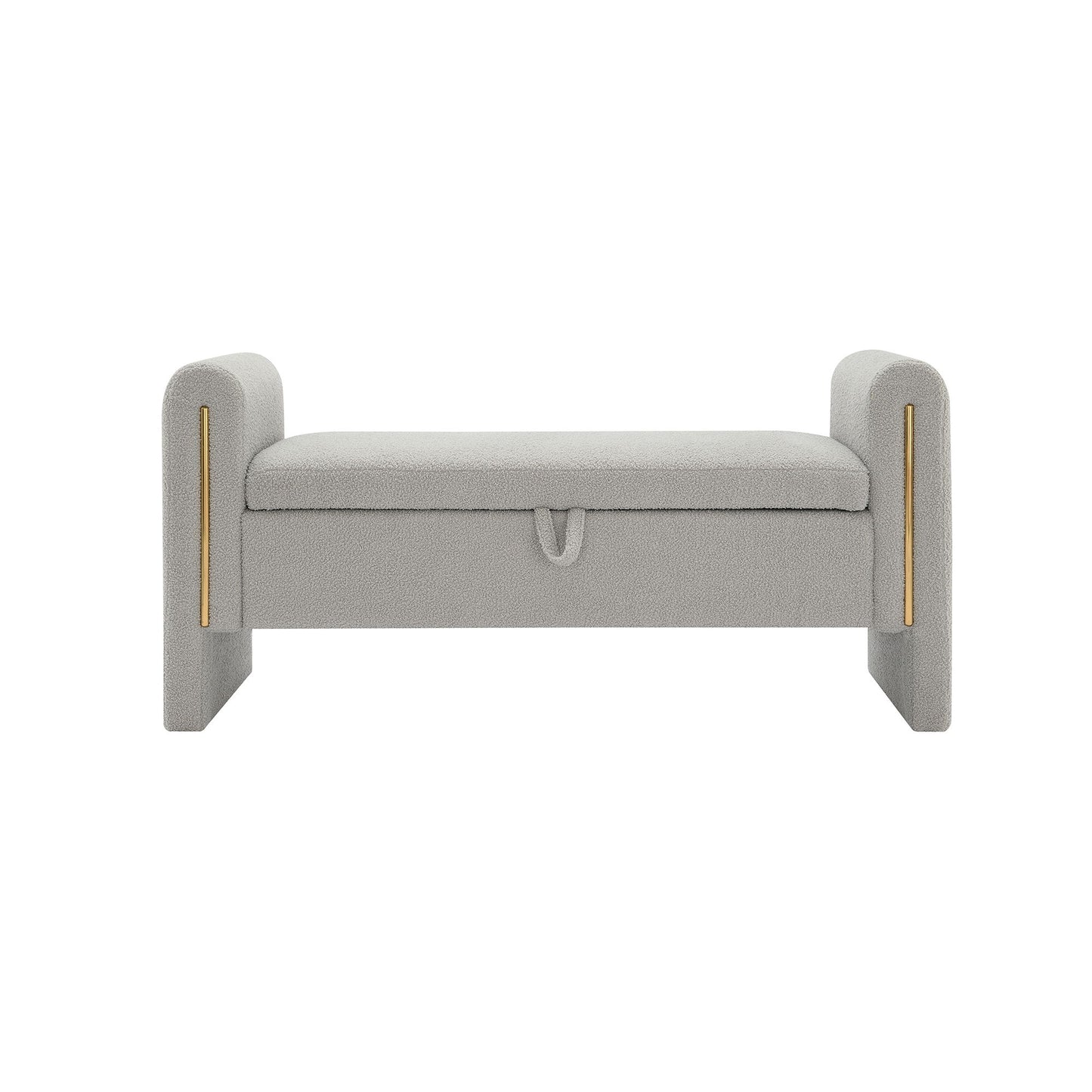 Modern Teddy Bed End Bench With Arms And Storage, Upholstered Large Foot Rest Stool, Comfy Window Vanity Bench For Living Room, Dorm, Coffee Table, Teddy - Gray
