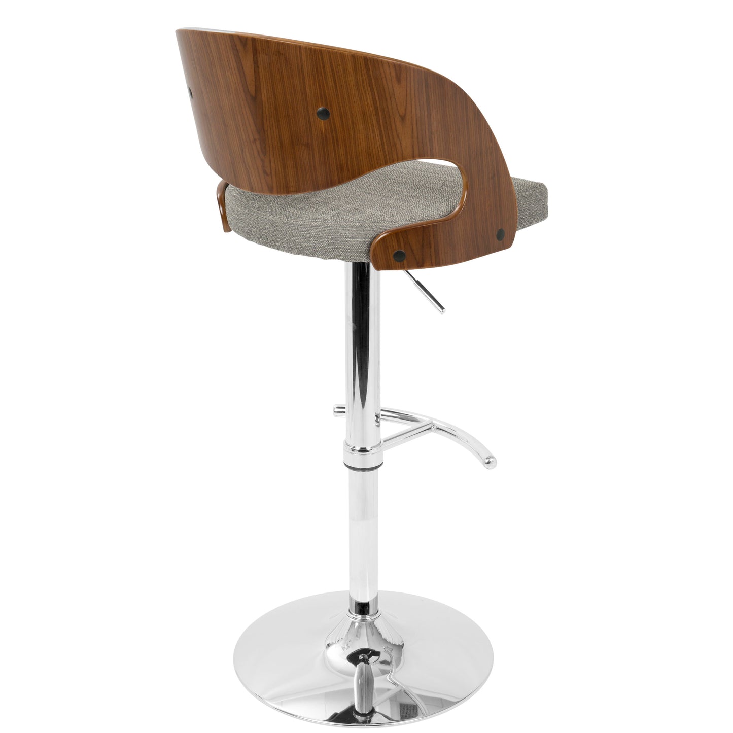 Pino - Mid-Century Modern Adjustable Barstool With Swivel - Walnut / Gray