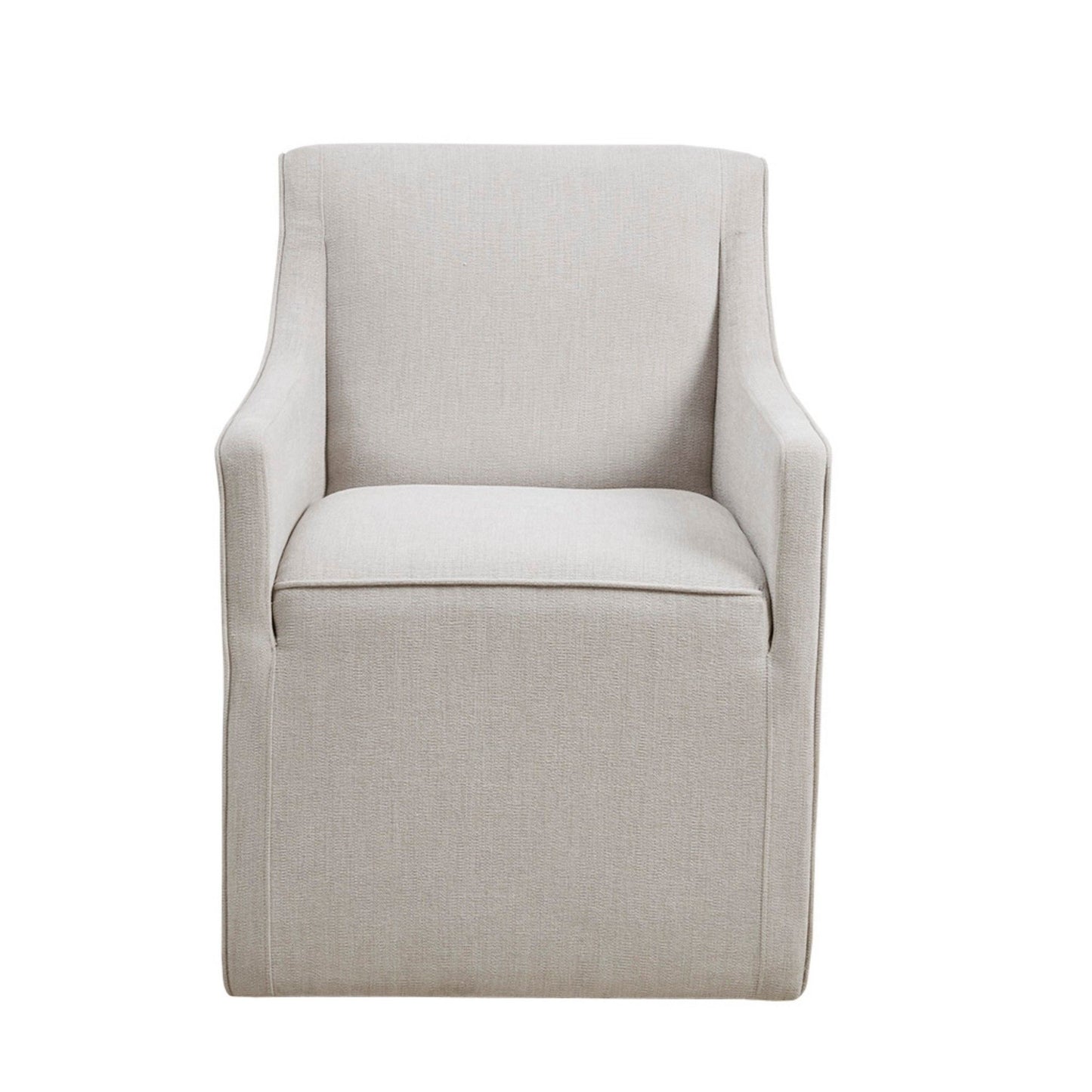 Upholstered Dining Arm Chair With Casters - Light Gray