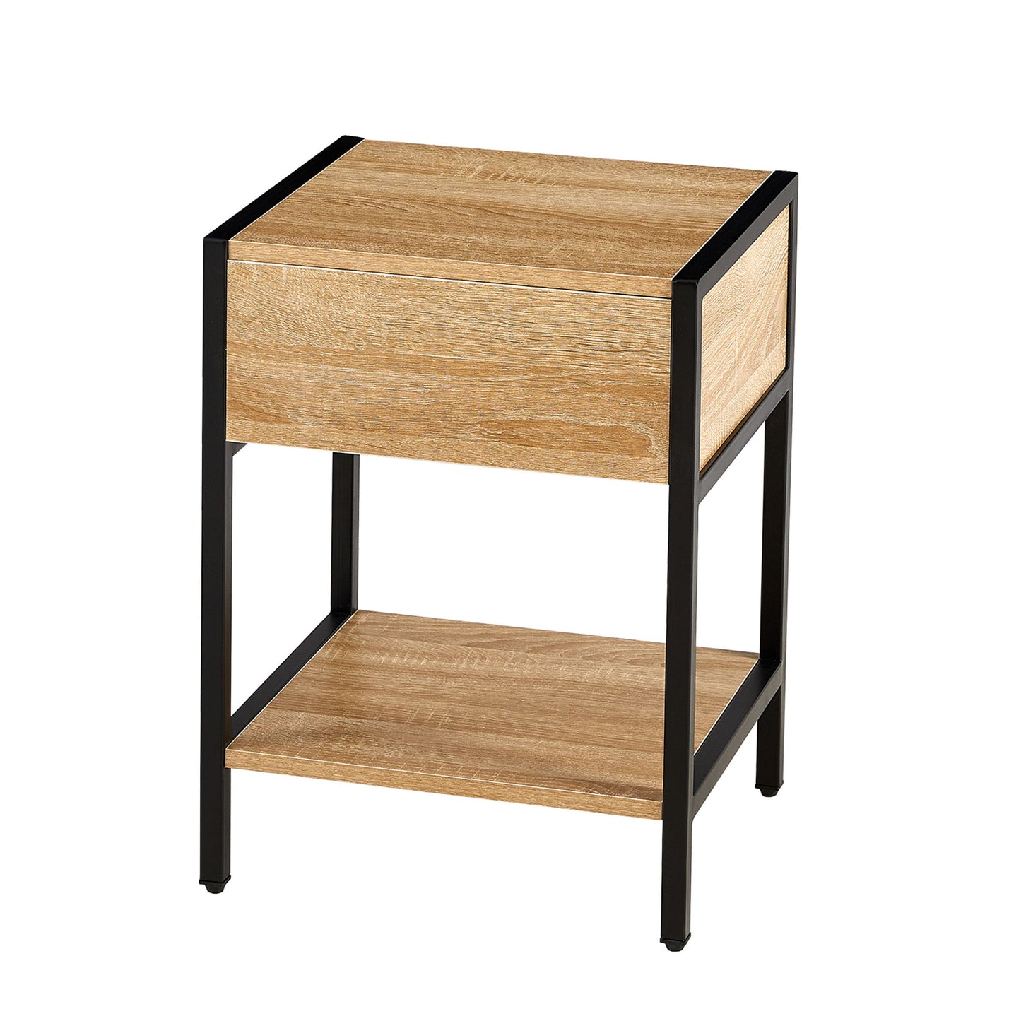 15.74" Rattan End Table With Drawer, Modern Nightstand, Metal Legs, Side Table For Living Room, Bedroom - Natural