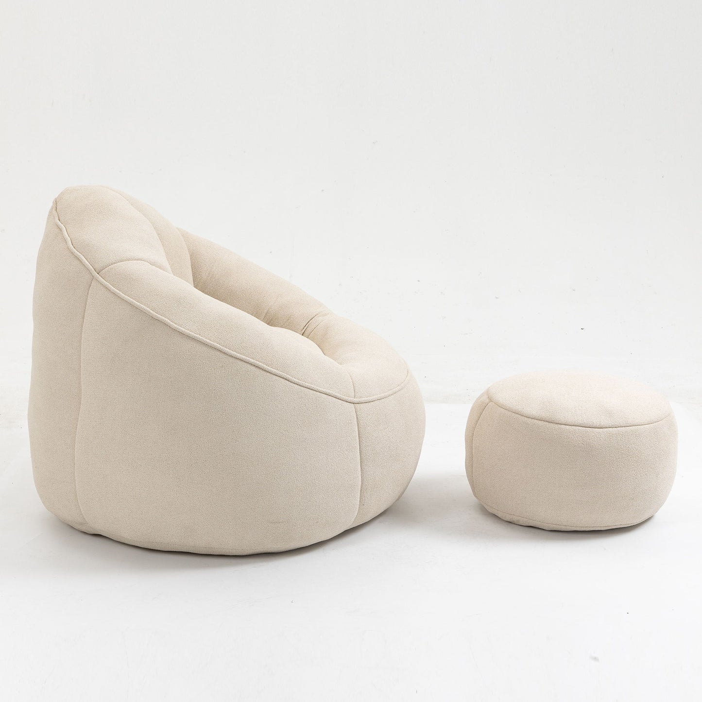 Bedding Bean Bag Sofa Chair High Pressure Foam Bean Bag Chair Adult Material With Padded Foam Padding Compressed Bean Bag With Footrest - Beige