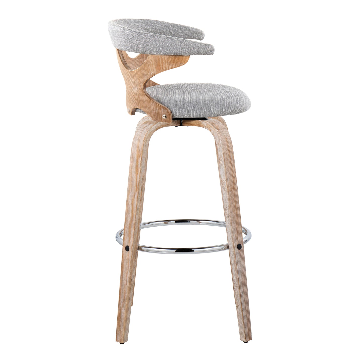 Gardenia - Contemporary Fixed Height Barstool With Swivel With Round Footrest (Set of 2) - White Washed / Gray
