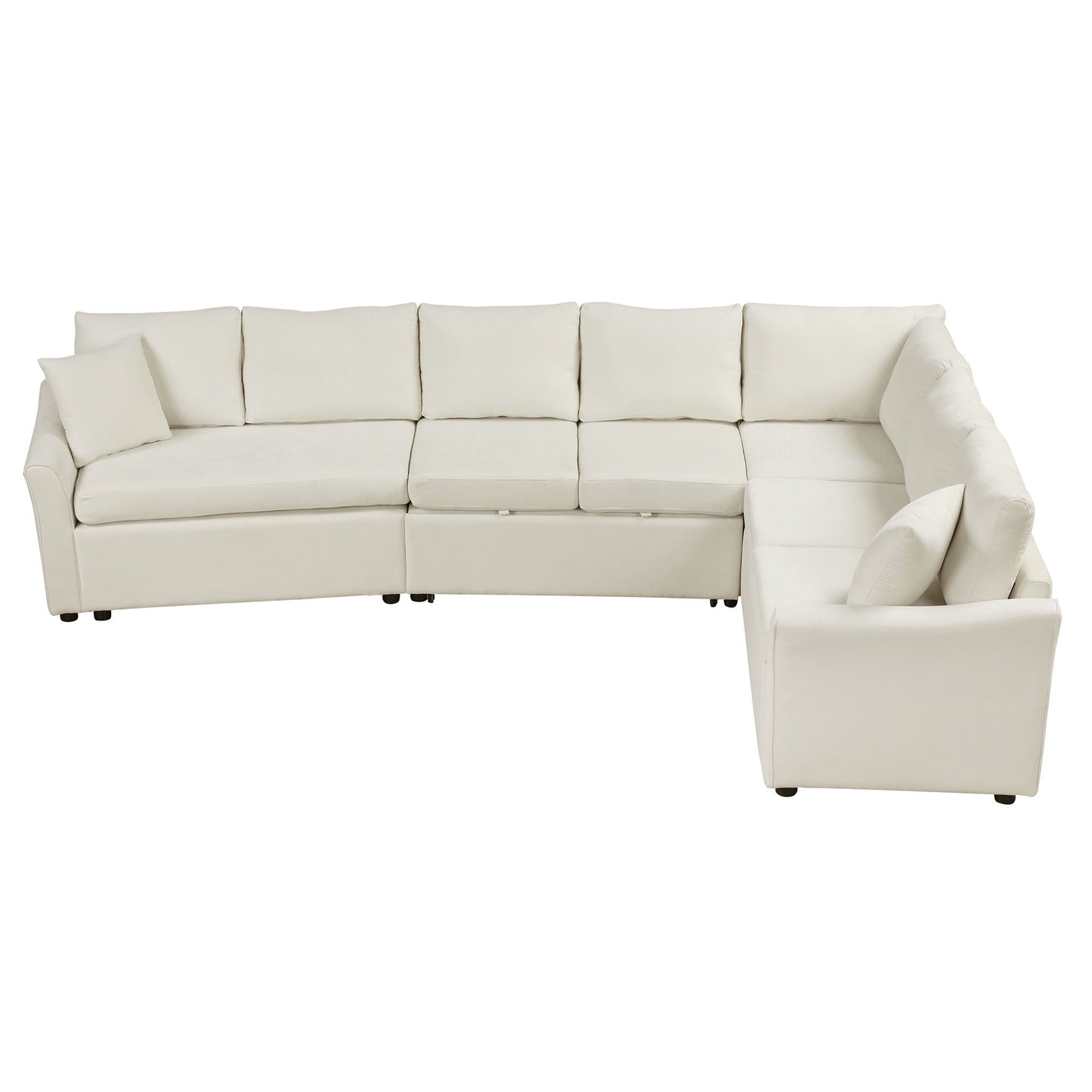 L-Shaped Sofa Convertible Sofa Bed Pull Out Sofa Sleeper With Two Back Pillows, Two USB Ports And Two Power Sockets For Living Room - Beige