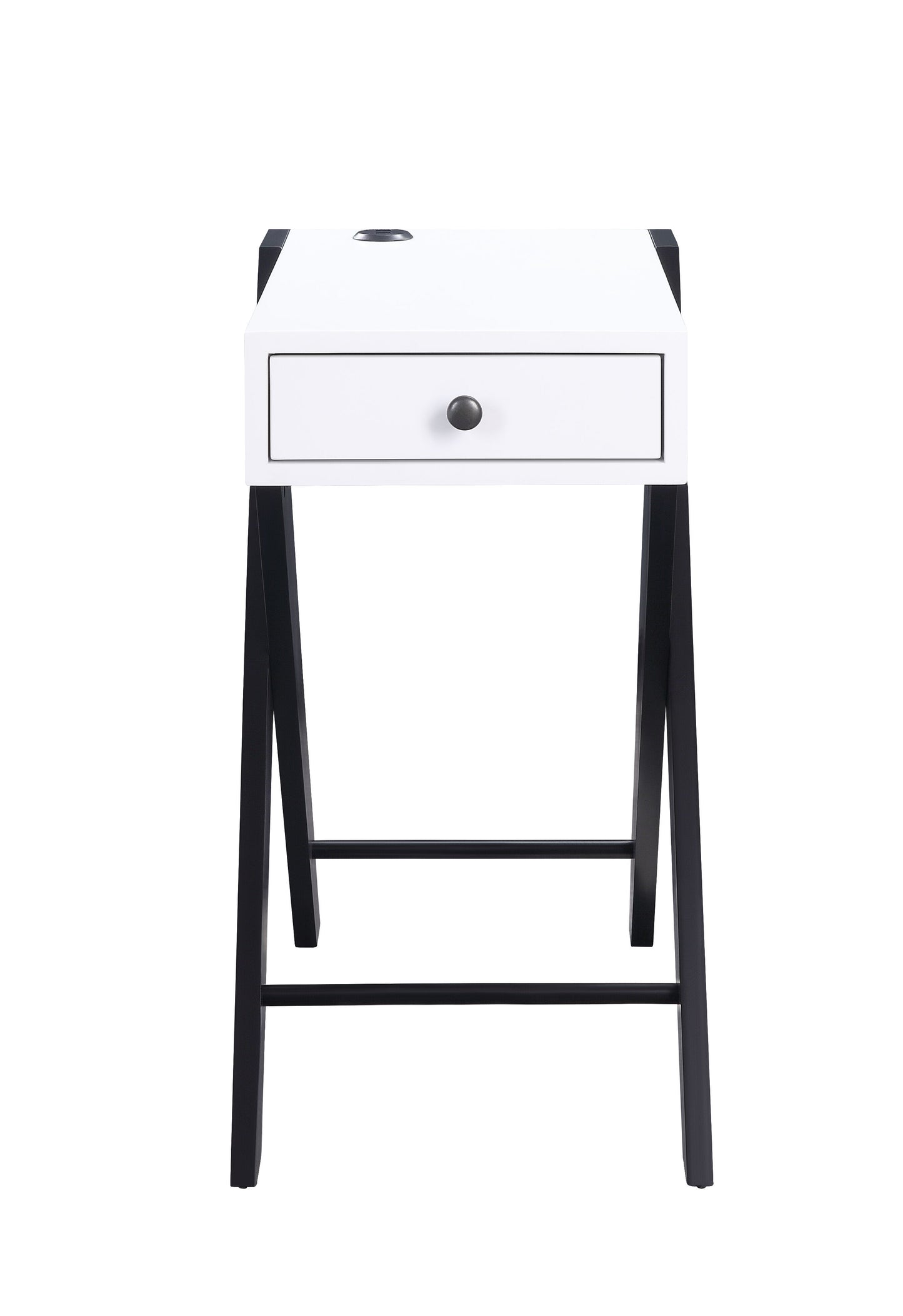 Fierce - Accent Table With Built - In USB Port - White / Black