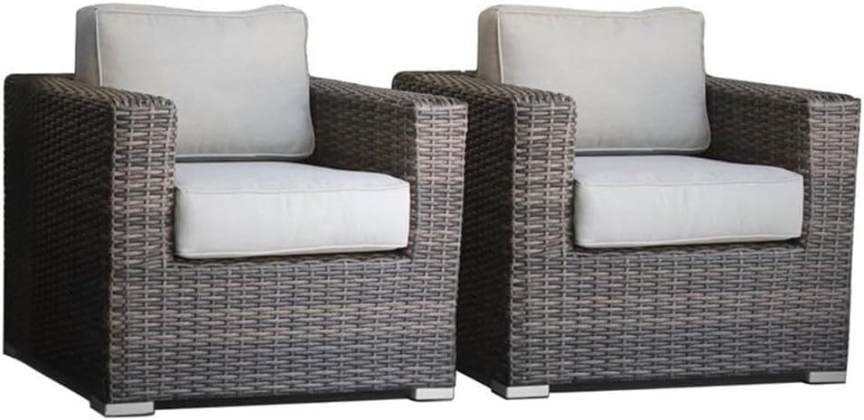 2 Person Seating Set With Cushions - Dark Brown / Gray