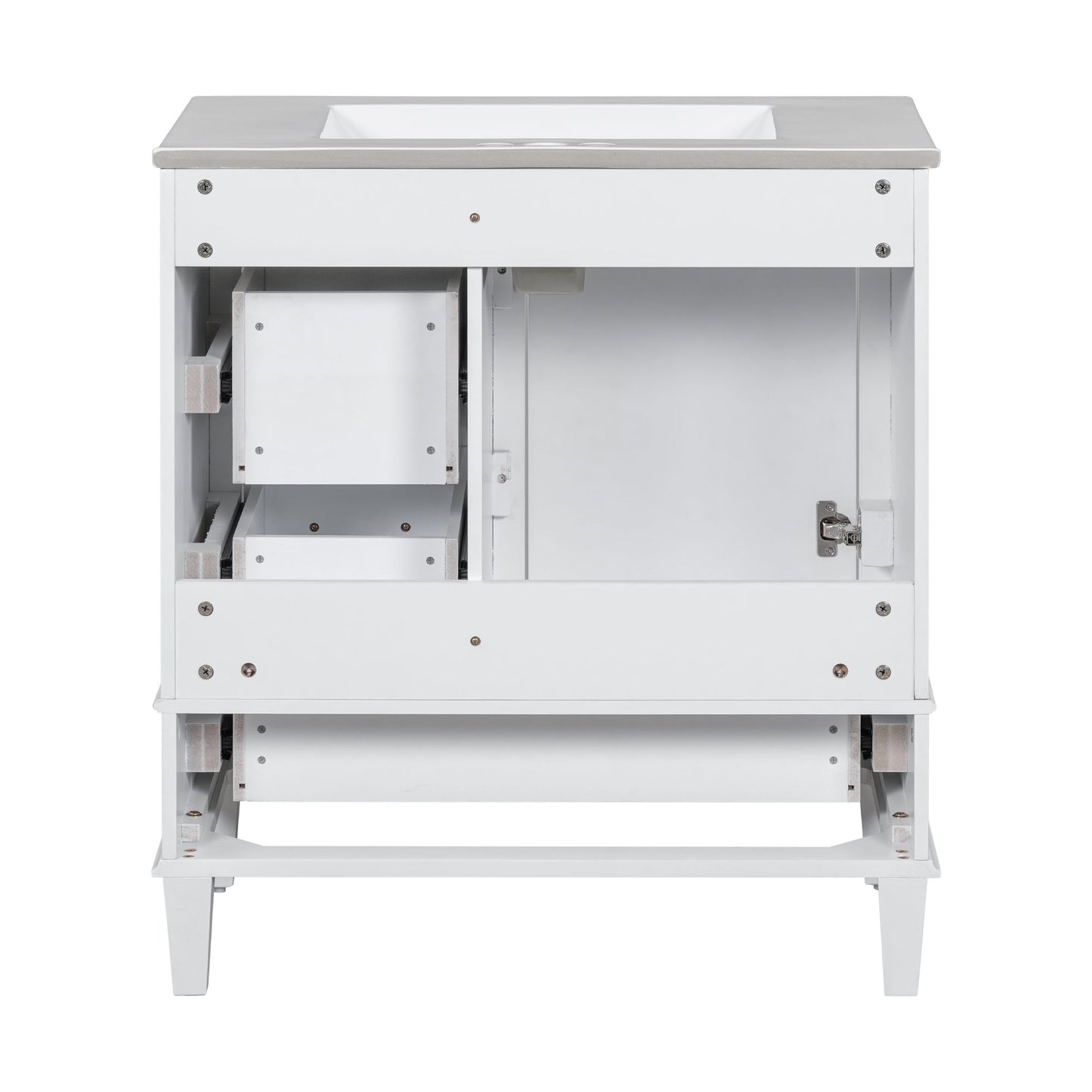 Bathroom Vanity, Modern Bathroom Cabinet With Sink Combo Set, Bathroom Storage Cabinet With A Soft Closing Door And 3 Drawers, Solid Wood Frame - White