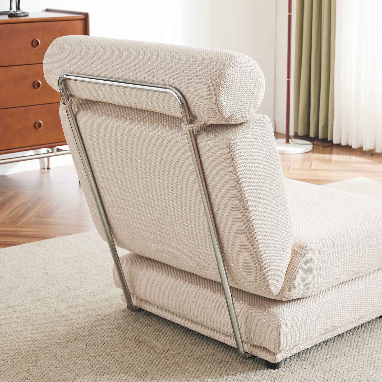 Single Sofa Chair Foldable Single Sofa Bed With Pillow, Portable Foldable Sofa Bed, Leisure Sofa Chair, Easy To Store, Made Of Breathable And Wearable Linen - Cream White