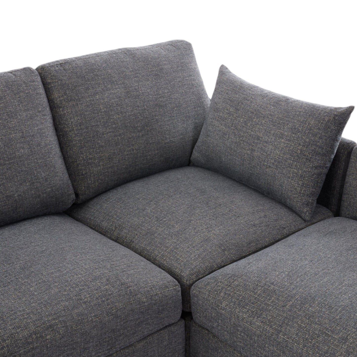 Sectional Sofa Modular Sofa U - Shaped Sofa Couch Sofa Bed L - Shaped Sofa With A Movable Ottoman And Two USB Ports For Living Room - Gray