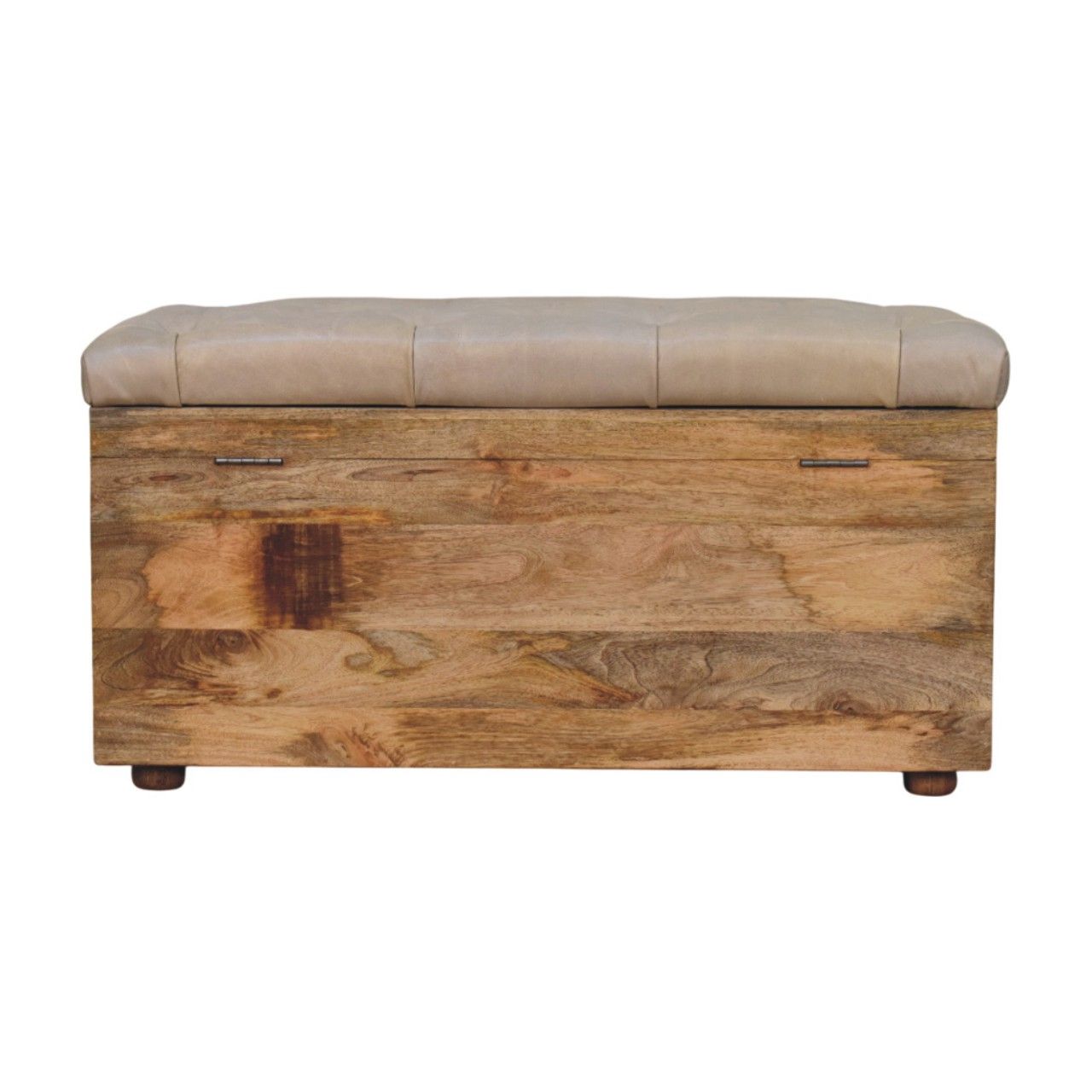 Buffalo - Hide Leather Storage Trunk - Beige / Brown