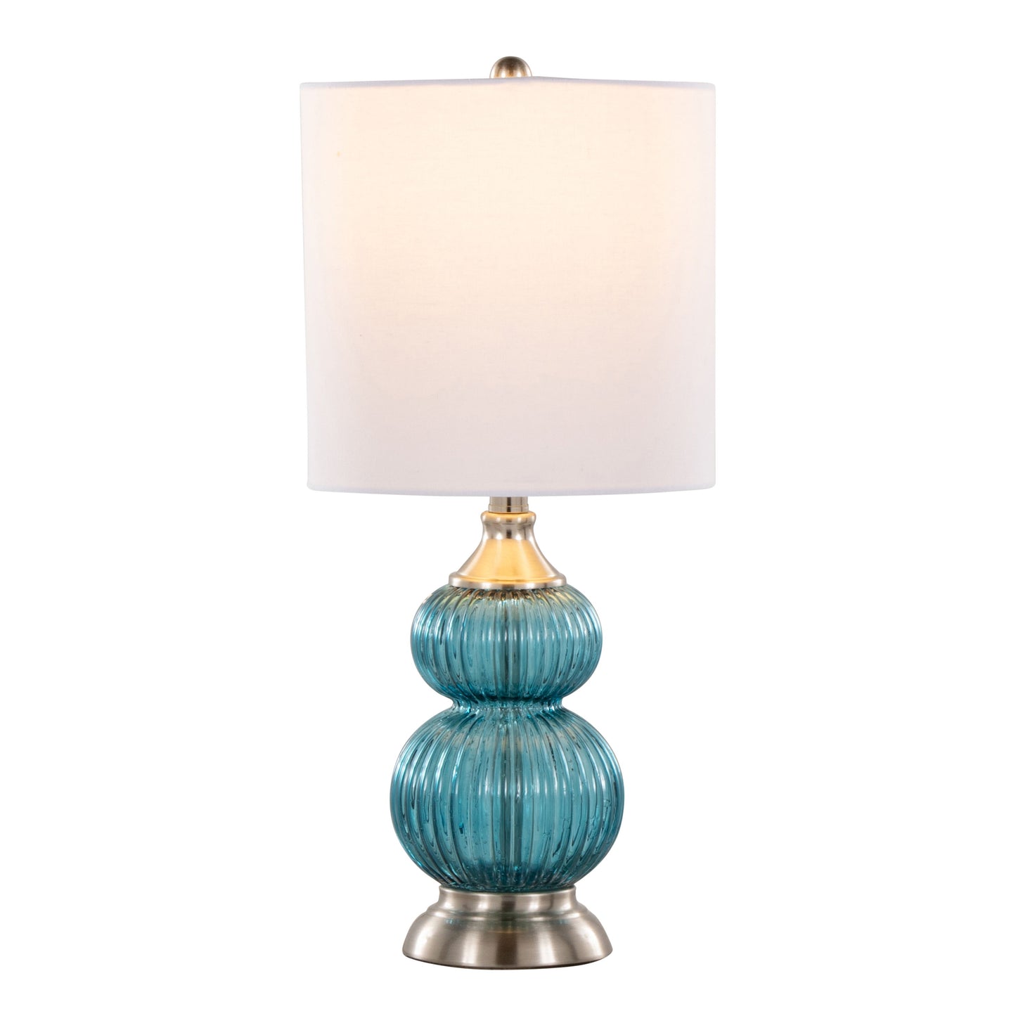 Belle - Contemporary Lamp (Set of 2) - Clear Sapphire Blue / Nickel / White