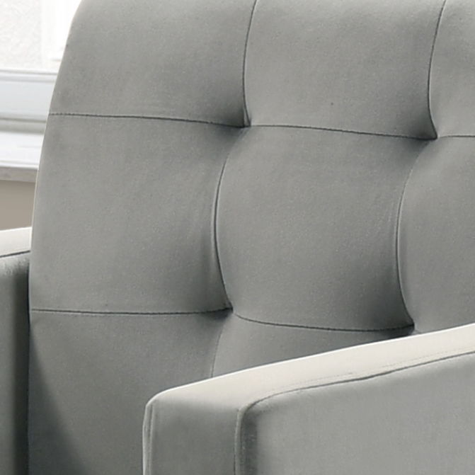 Hale - Velvet Accent Armchair With Tufting - Light Gray