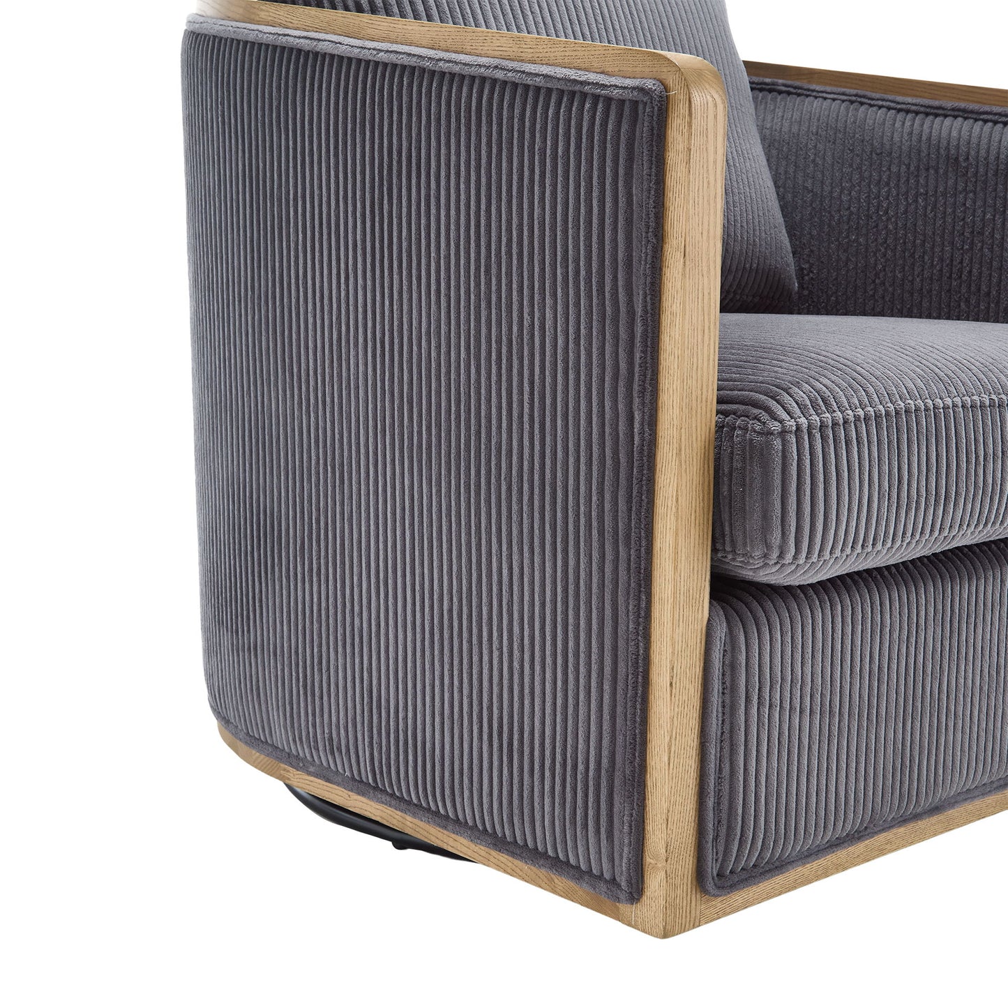 Corduroy Swivel Barrel Chair, Comfortable Accent Sofa, 360 Degree Swivel - Dark Gray