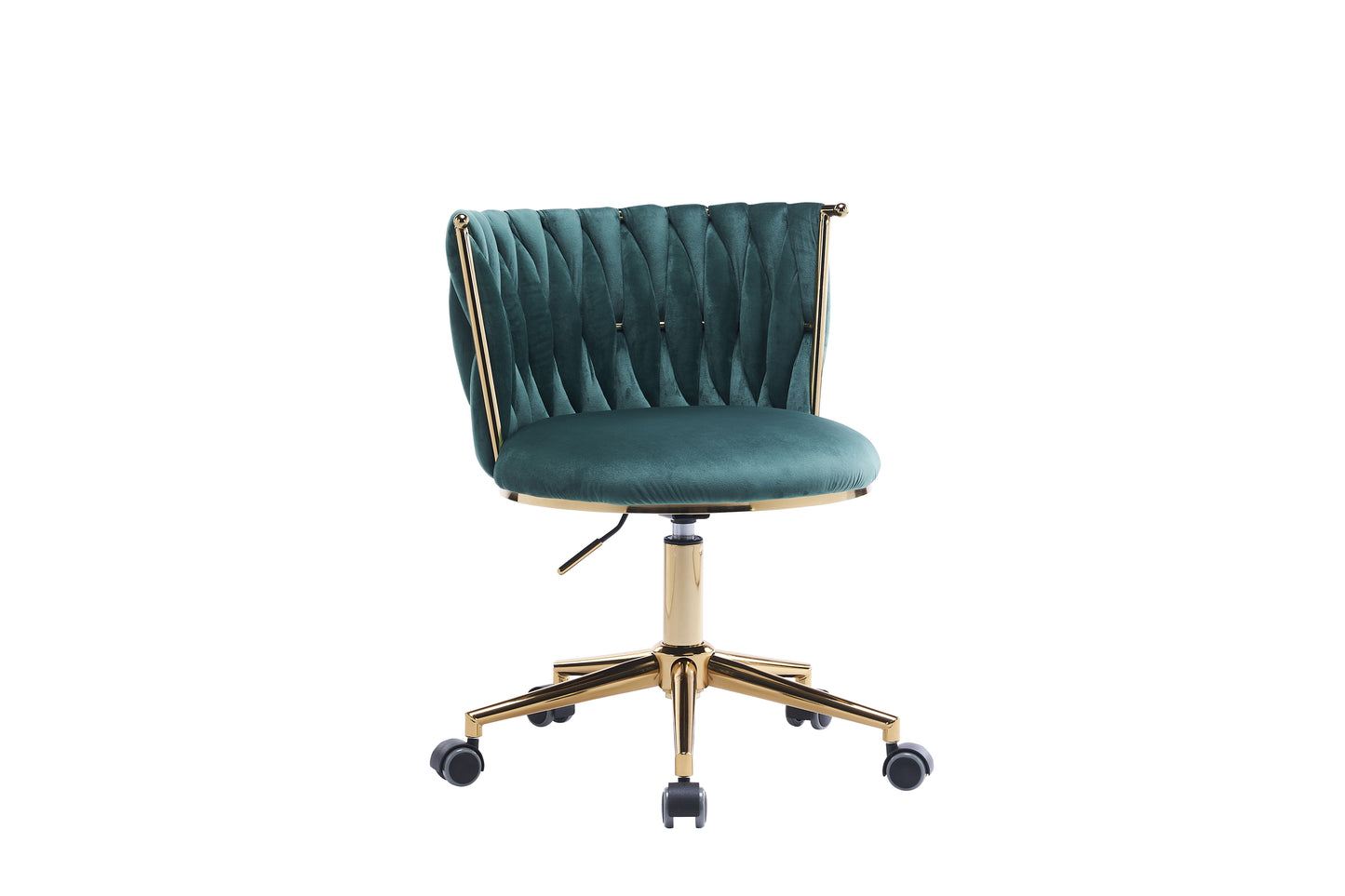 Office Desk Chair, Upholstered Home Office Desk Chairs With Adjustable Swivel Wheels, Ergonomic Office Chair For Living Room, Bedroom, Office, Vanity Study - Emerald