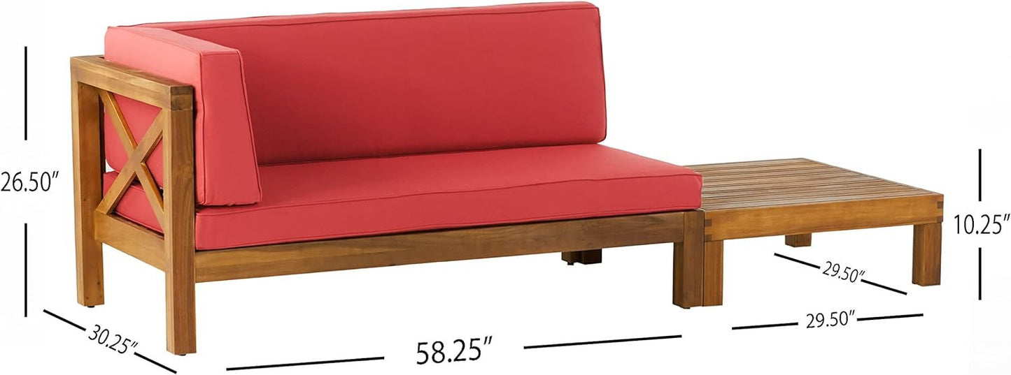 Brava - X Back Corner Bench L With Coffee Table - Red
