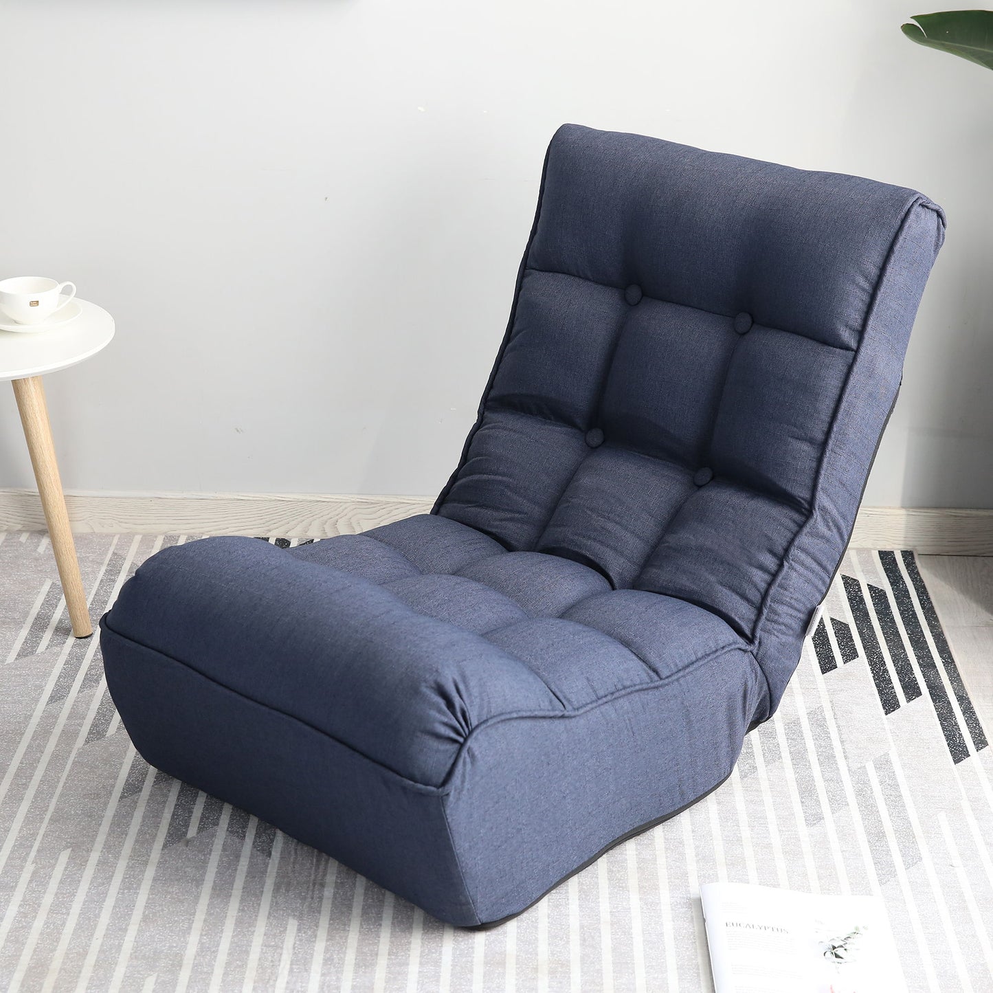 Single Sofa Reclining Japanese Chair Lazy Sofa Tatami Balcony Adjustable Chair - Navy