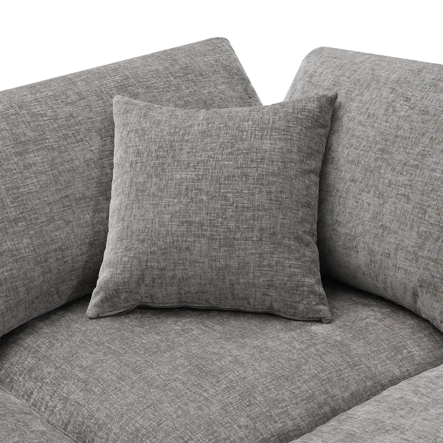 Modern Modular Cloud Sofa Bed, 6 Seat Chenille Sectional Couch Set With Ottoman, Free Combination, Convertible U Shaped Sleeper Sofa - Gray