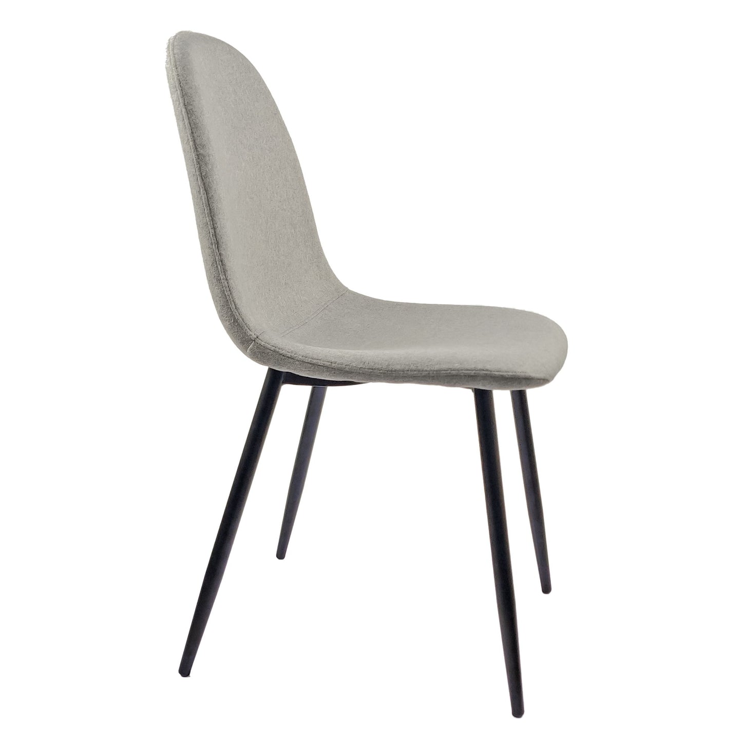 Modern Spoon Shape Dining Chairs (Set of 4) With Linen Upholstered Seat And Metal Legs - Light Gray