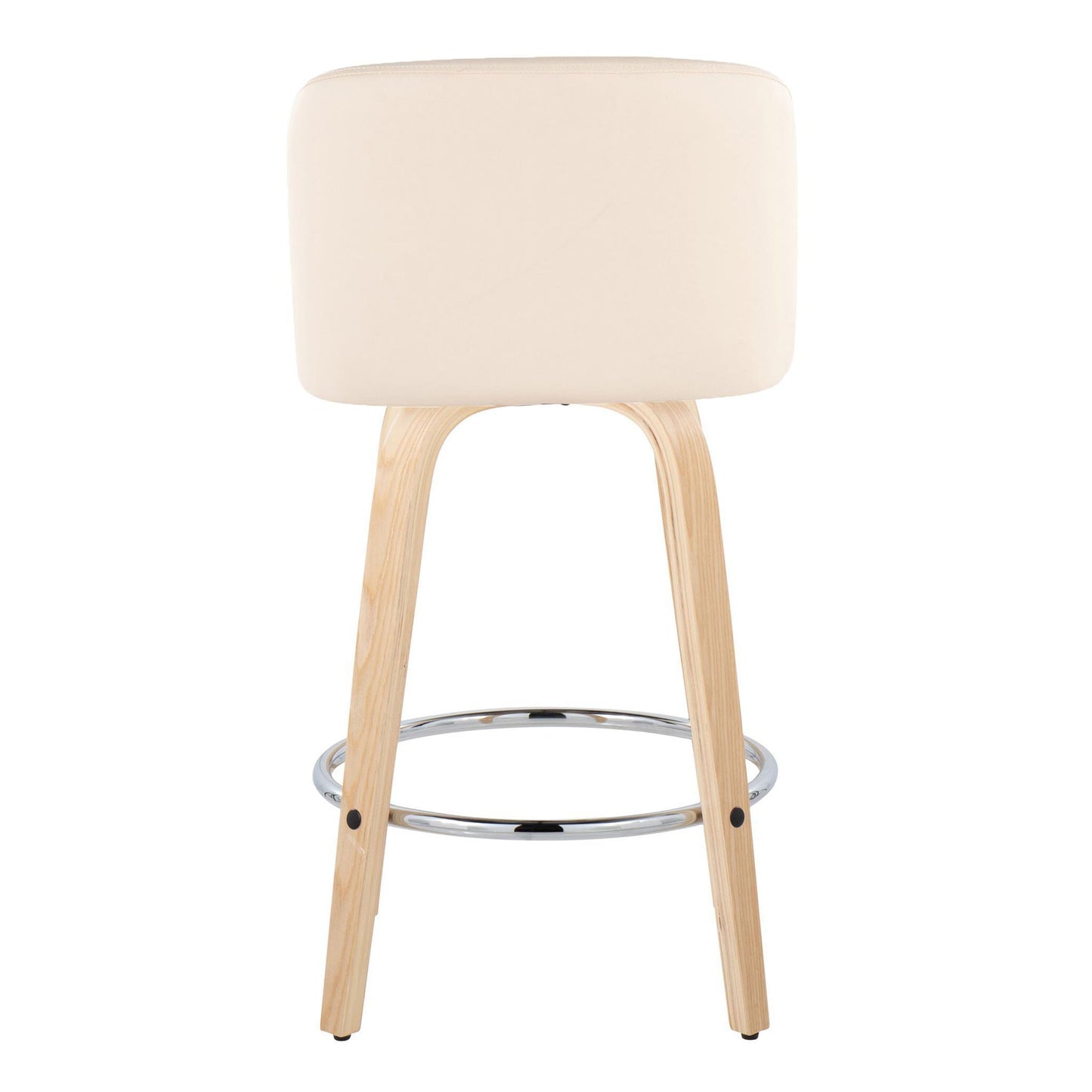 Toriano - Contemporary Fixed Height Counter Stool With Swivel & Round Footrest (Set of 2) - Natural / Cream
