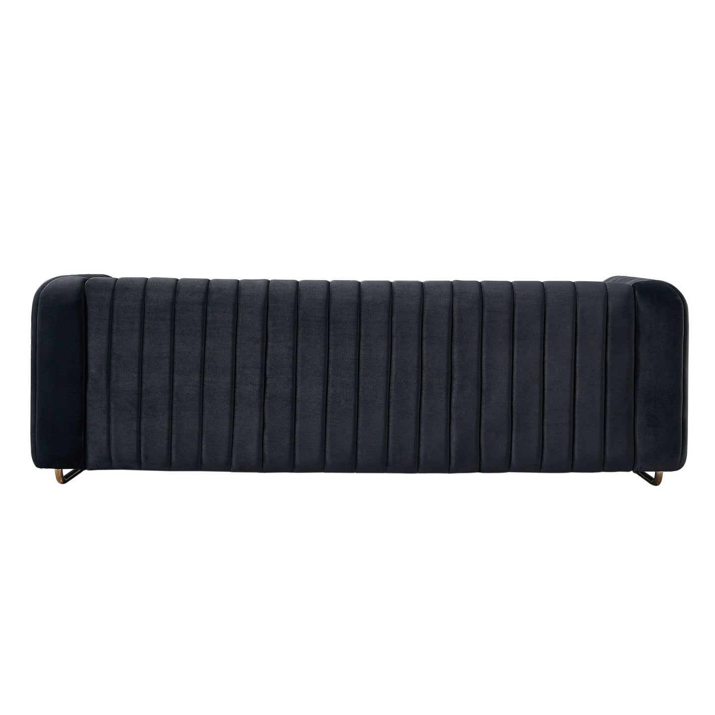Contemporary Velvet Sofa Couch For Living Room - Black