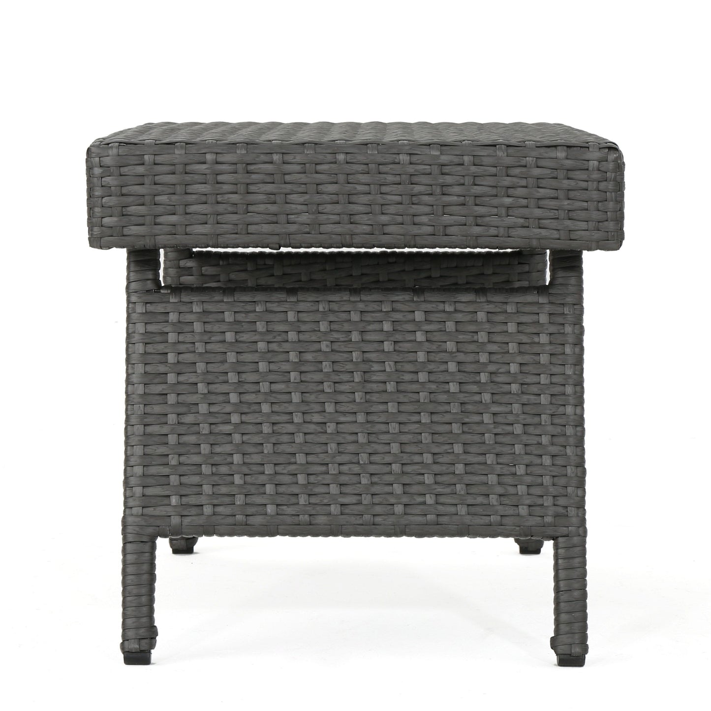 Outdoor Wicker Table With Rectangular Tabletop - Gray