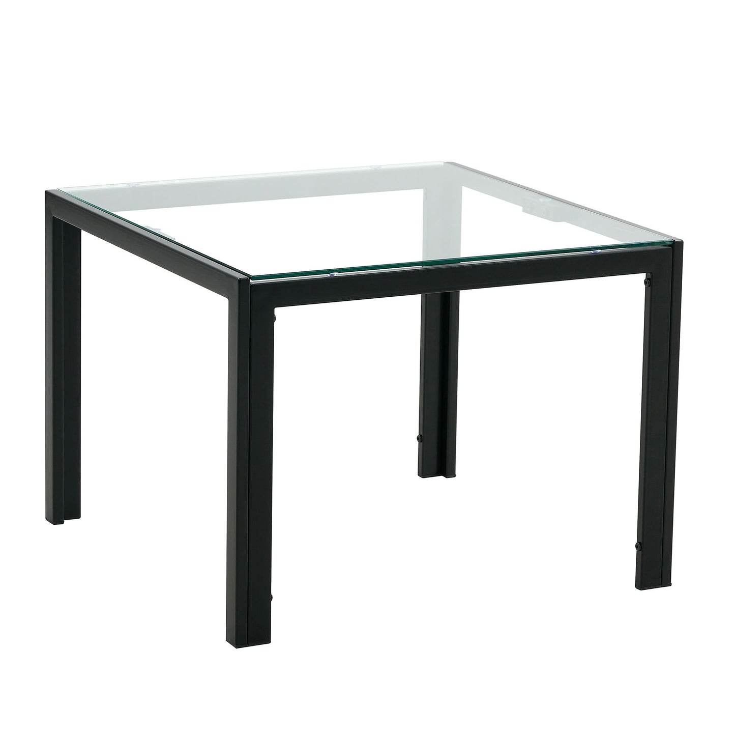 Coffee Table (Set of 2), Square Modern Table With Tempered Glass Finish For Living Room - Transparent / Black