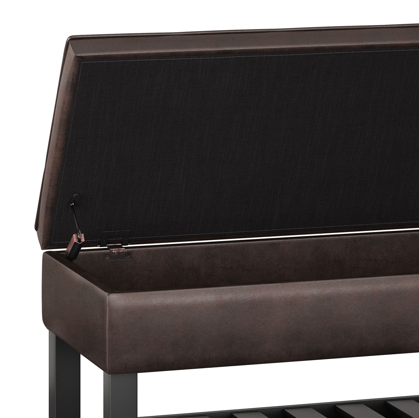 Cosmopolitan - Storage Ottoman Bench With Open Bottom - Distressed Brown