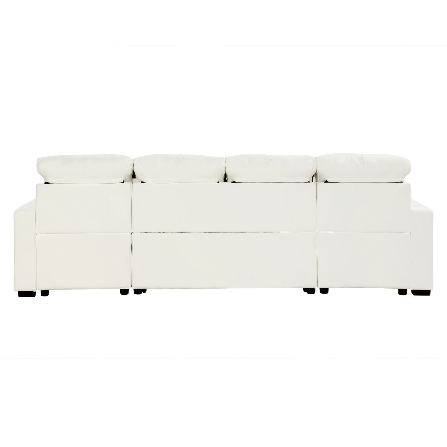 Oversized U - Shaped Sofa Versatile Sectional Sofa Pull Out Sofa Bed With Double Storage Chaise Lounges And 2 USB Ports For Living Room - Beige