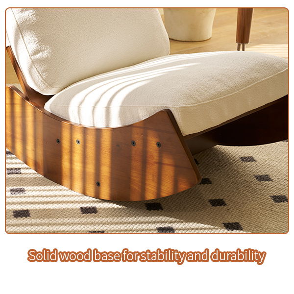 Comfortable Glider Rocking Chair, High - Quality Upholstery Glider Chair, Solid Wood Frame, Perfect For Multiple Settings Accent Reading Chair For Bedroom, Living Room, Nursery - White / Dark Brown